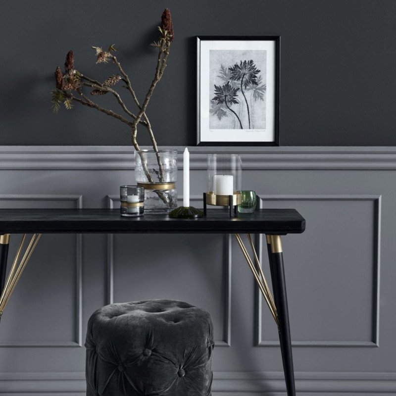 Table à manger art déco bois et métal doré - Nordal