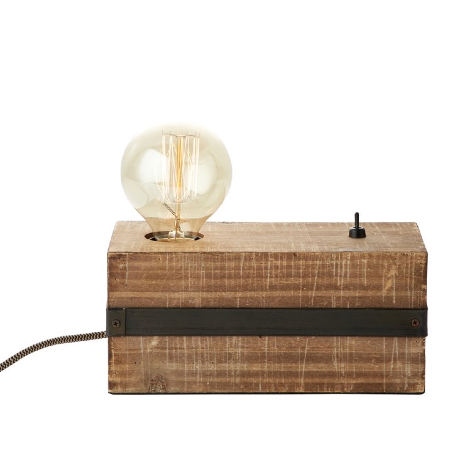 Lampe à poser métal et bois avec interrupteur L22cm Lampe à poser métal et bois avec interrupteur L22cm