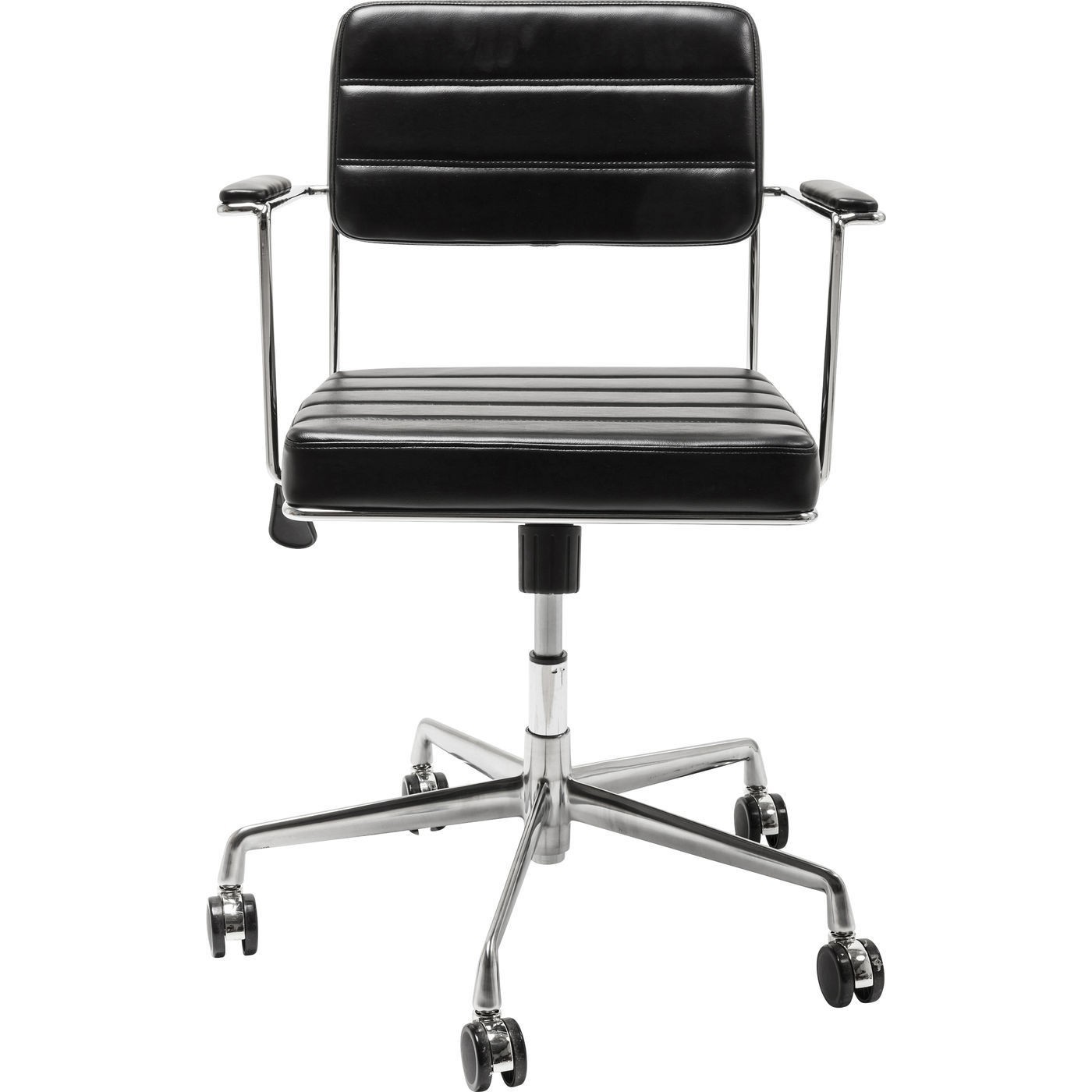 Chaise de bureau réglable à roulettes noire et acier chromé Chaise de bureau réglable à roulettes noire et acier chromé