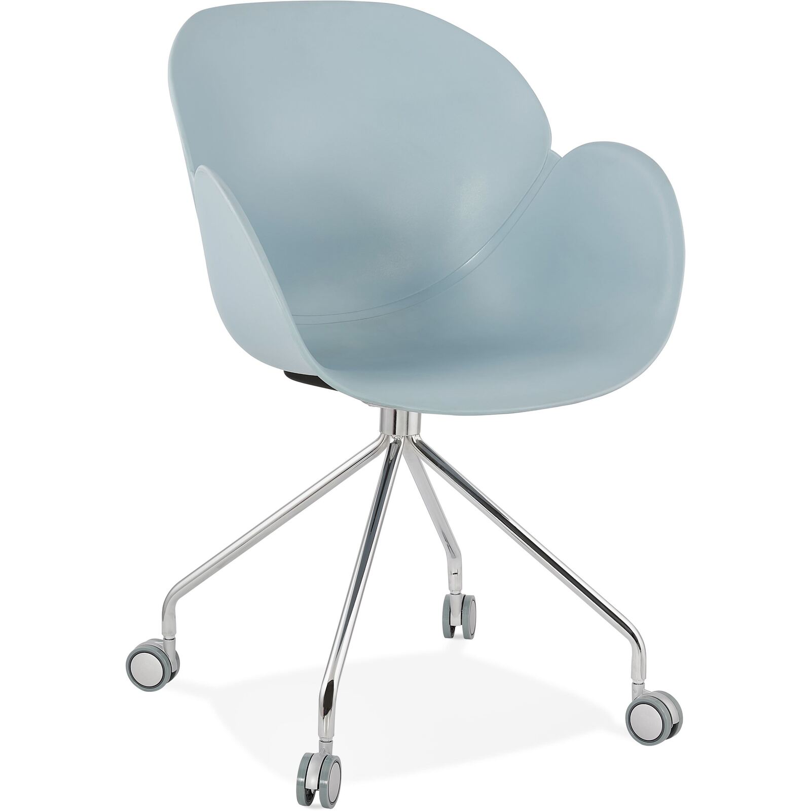 Fauteuil de bureau sur roulettes couleur bleu pieds chromé Fauteuil de bureau sur roulettes couleur bleu pieds chromé