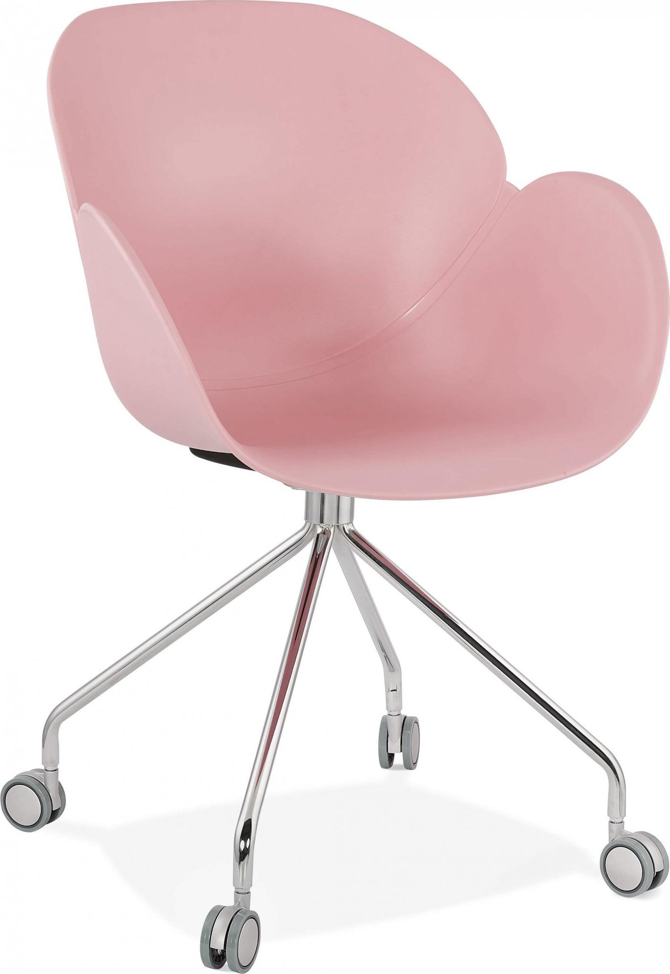 Fauteuil de bureau sur roulettes couleur rose pieds chromé Fauteuil de bureau sur roulettes couleur rose pieds chromé