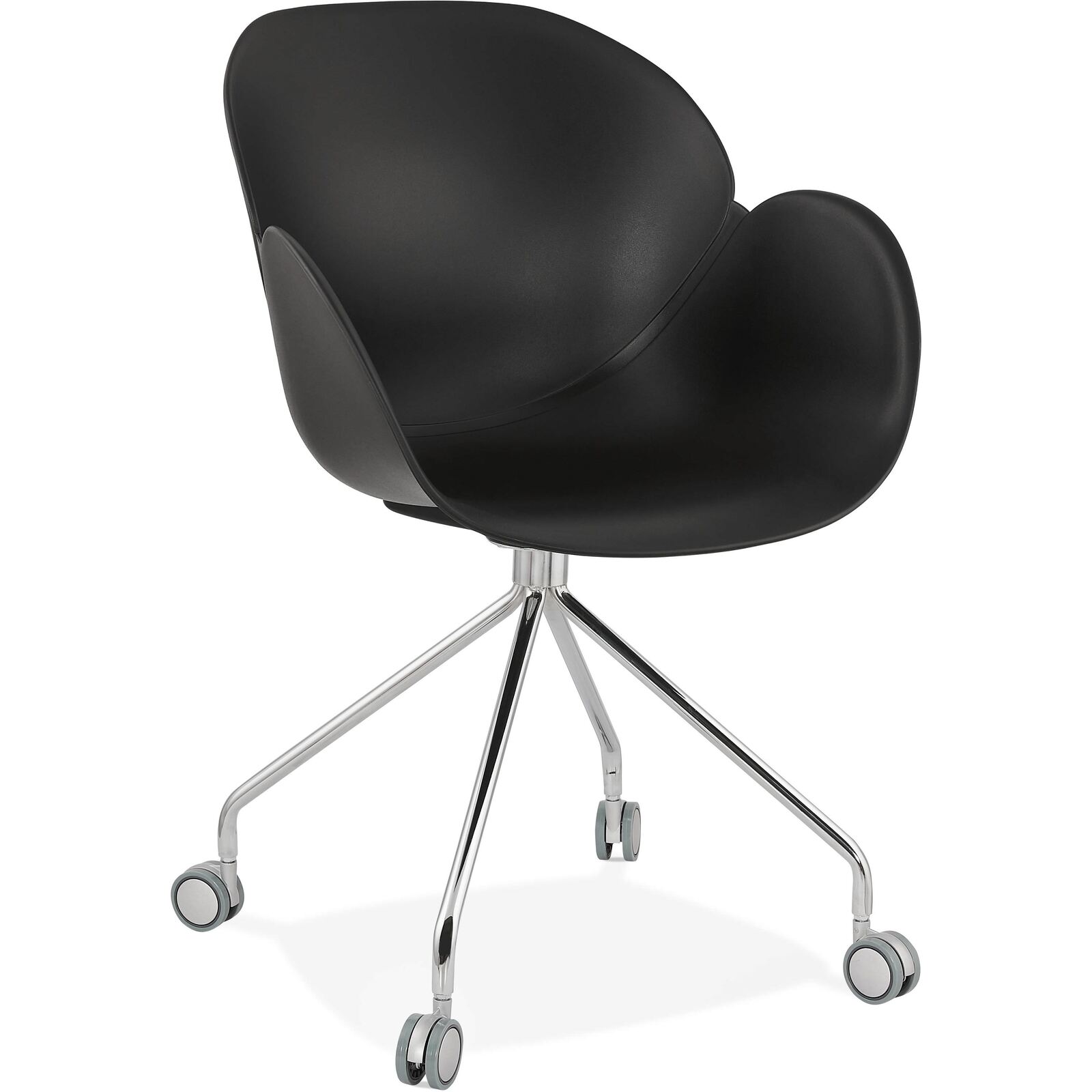 Fauteuil de bureau sur roulettes couleur noir pieds chromé Fauteuil de bureau sur roulettes couleur noir pieds chromé