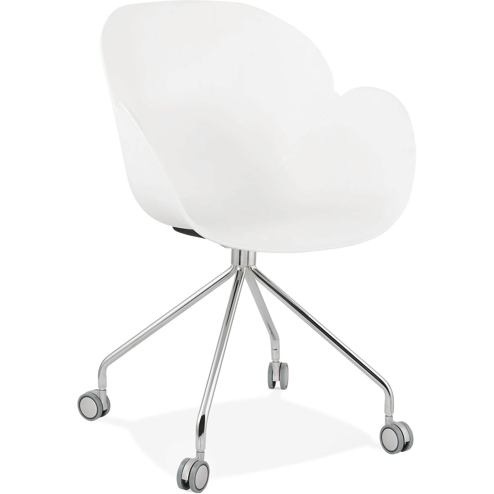 Fauteuil de bureau sur roulettes couleur blanc pieds chromÃ©