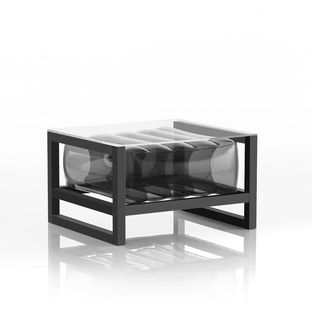 Table basse pvc noire fumÃ©e cadre en aluminium