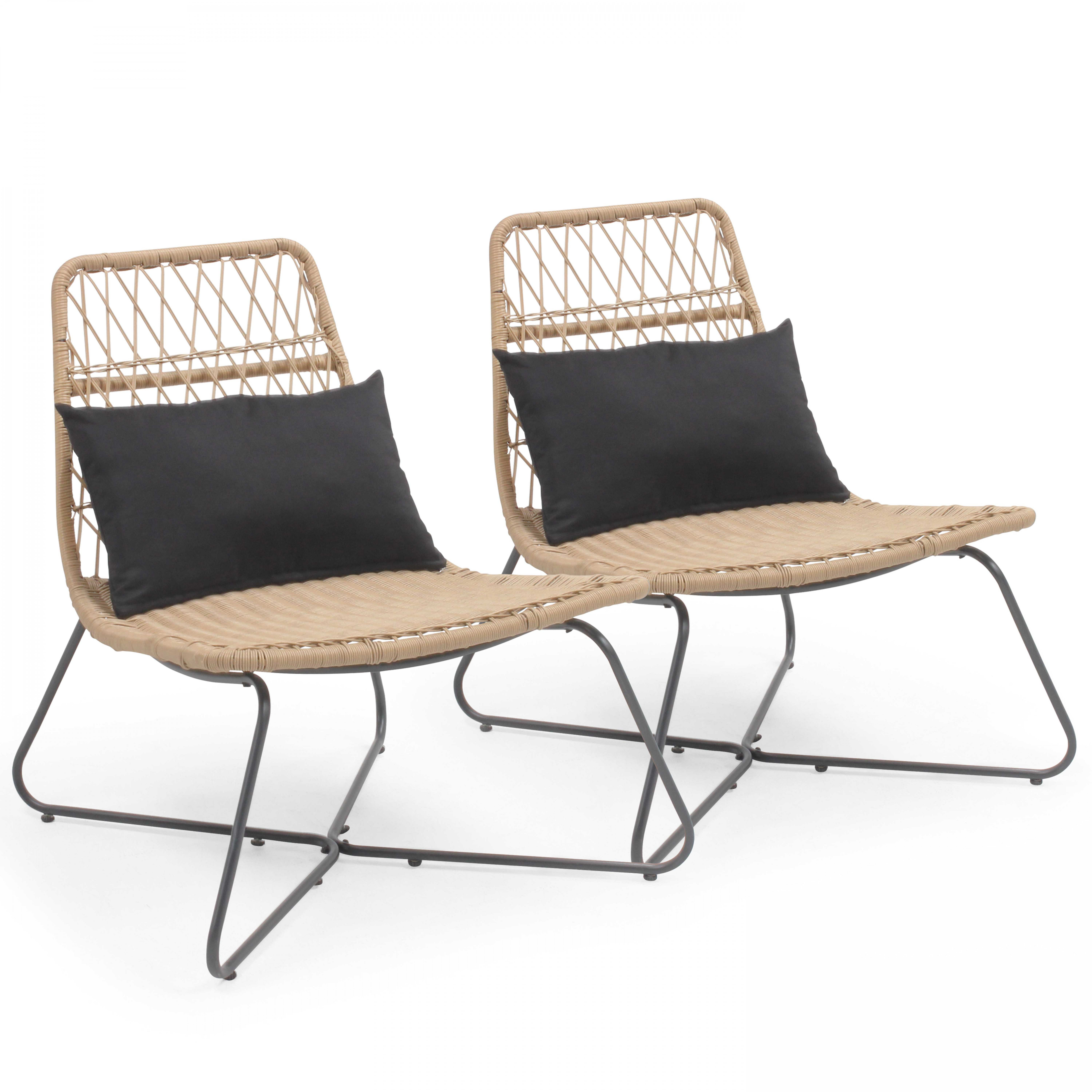 Lot de 2 fauteuils en résine imitation rotin naturel (photo) Lot de 2 fauteuils en résine imitation rotin naturel