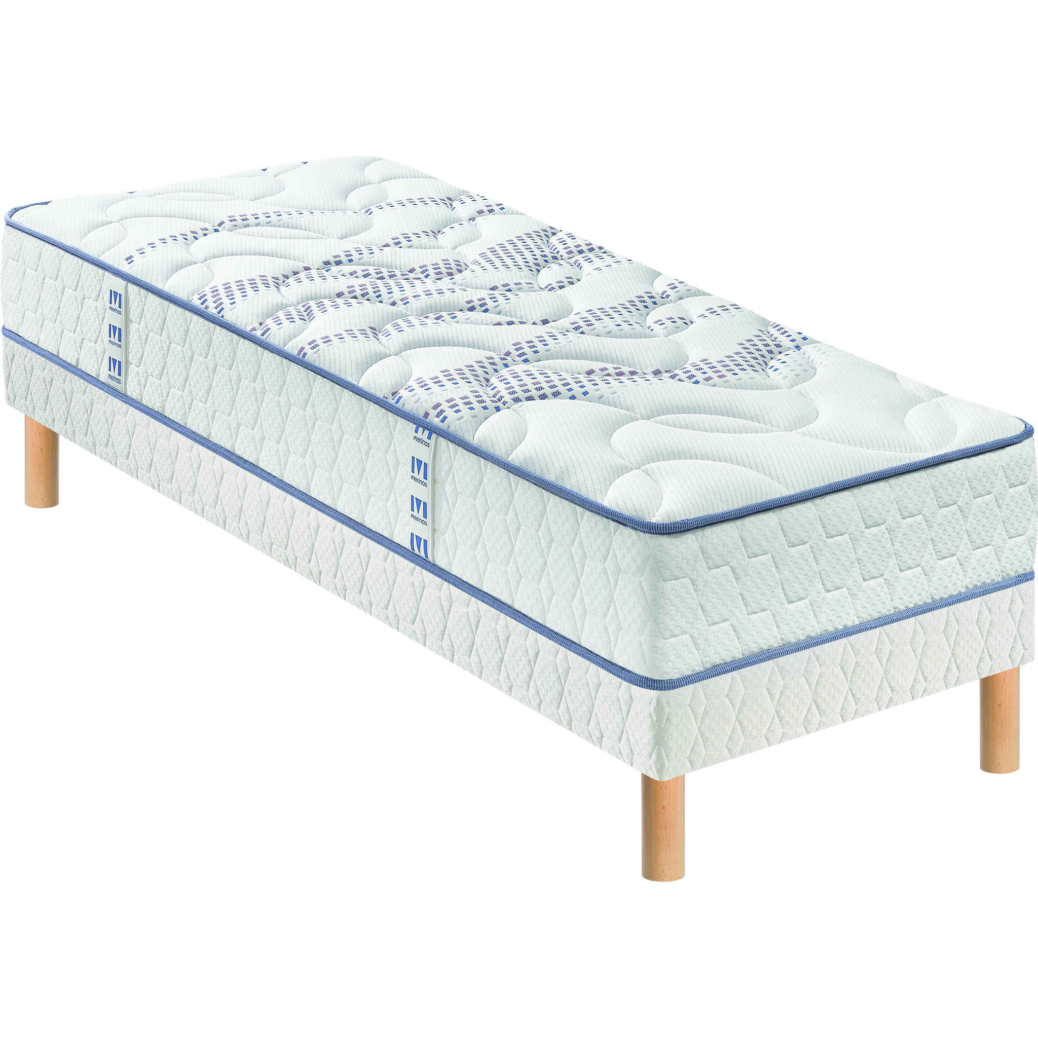 Ensemble matelas ressorts mousse mémoire sommier et pieds 90x190 Ensemble matelas ressorts mousse mémoire sommier et pieds 90x190