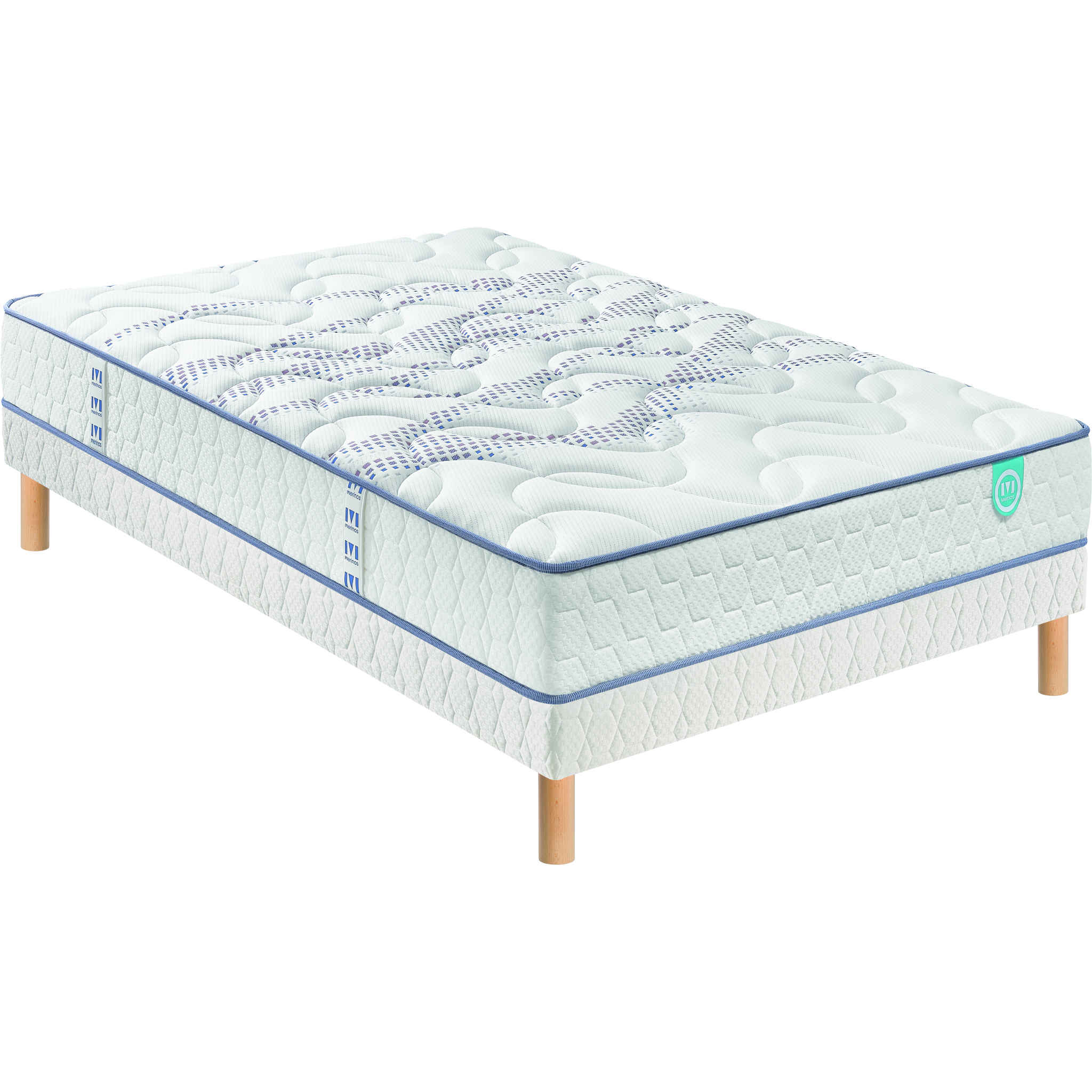Ensemble matelas ressorts mousse mémoire sommier et pieds 140x190 Ensemble matelas ressorts mousse mémoire sommier et pieds 140x190