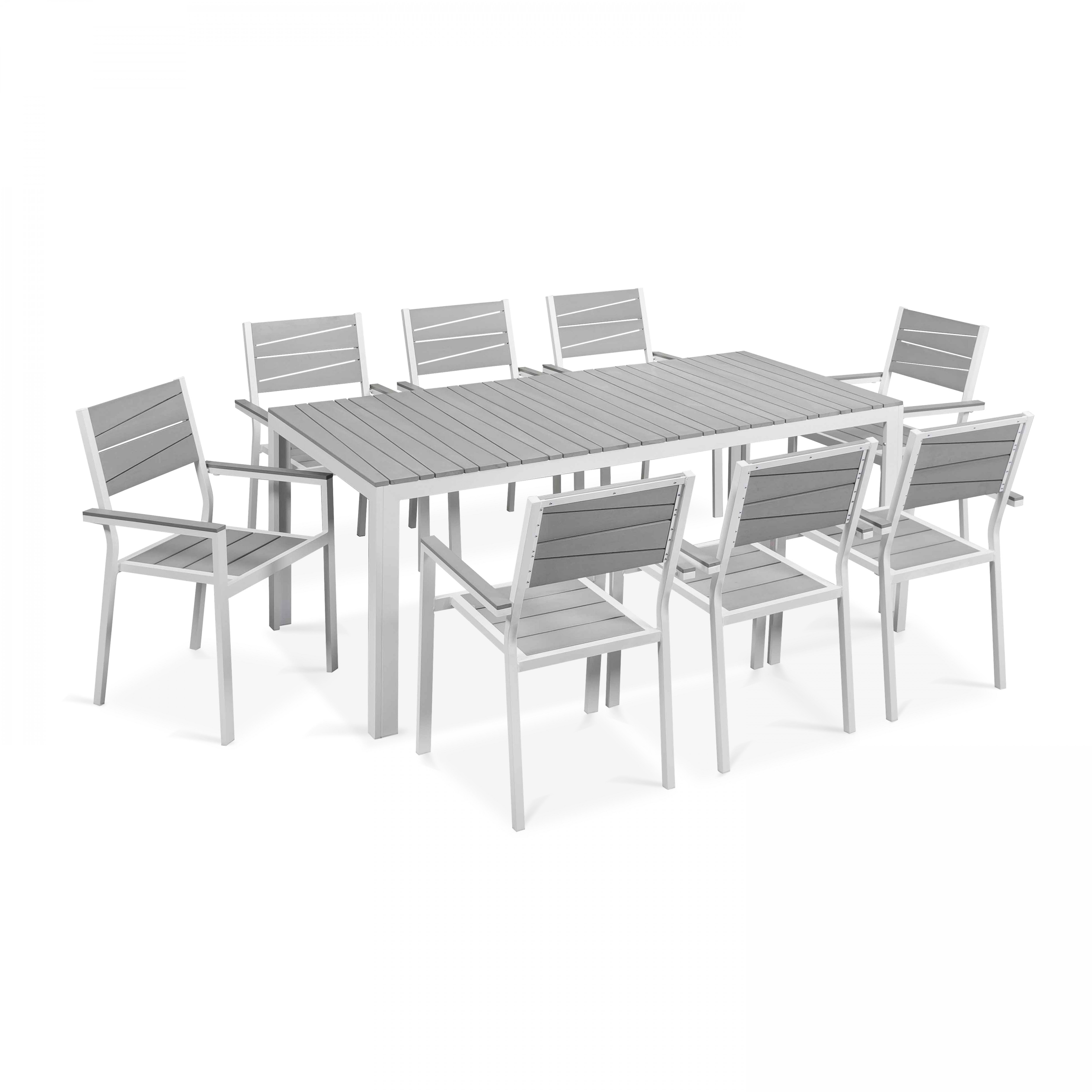 Table de jardin 8 places en aluminium blanc