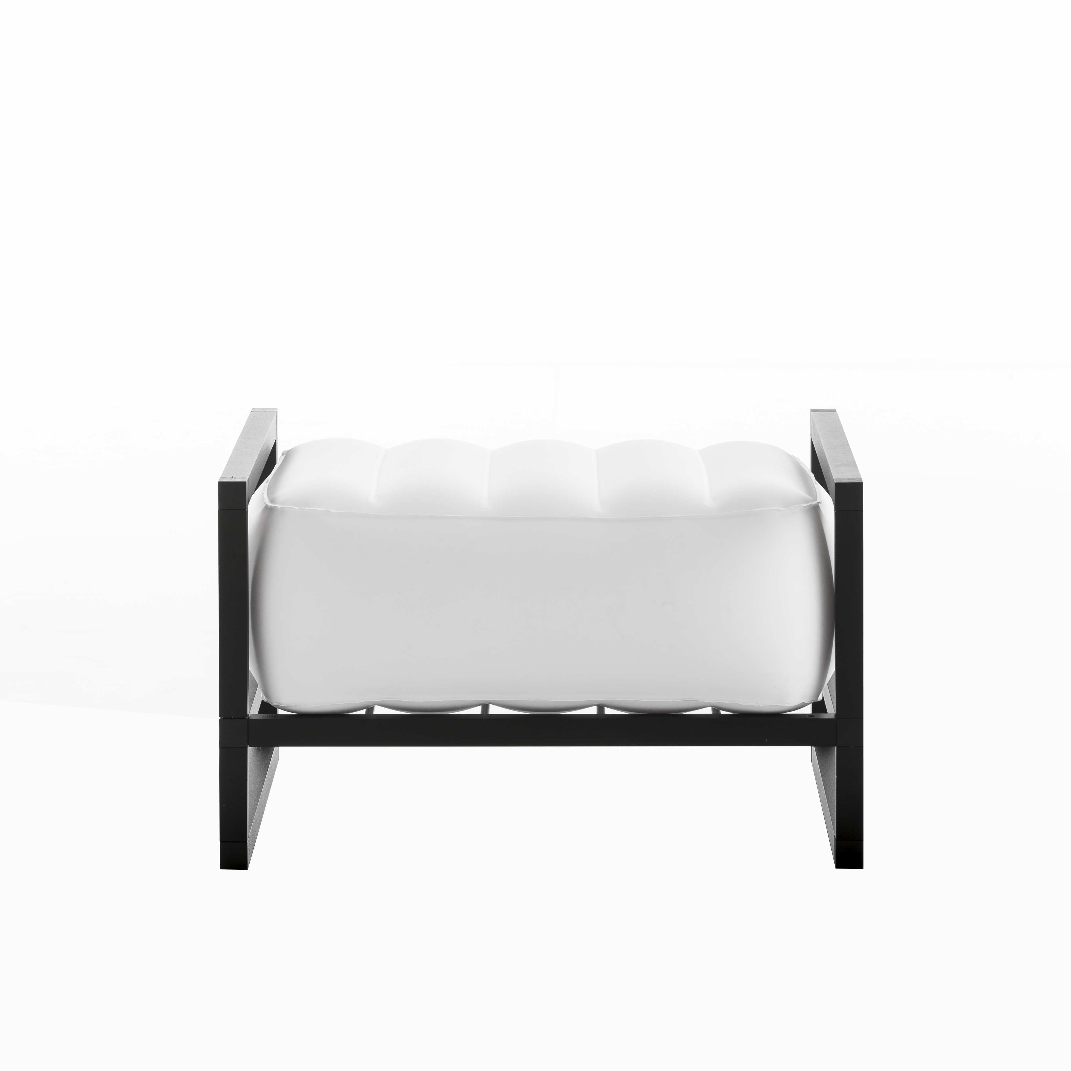 Pouf pvc blanc cadre aluminium