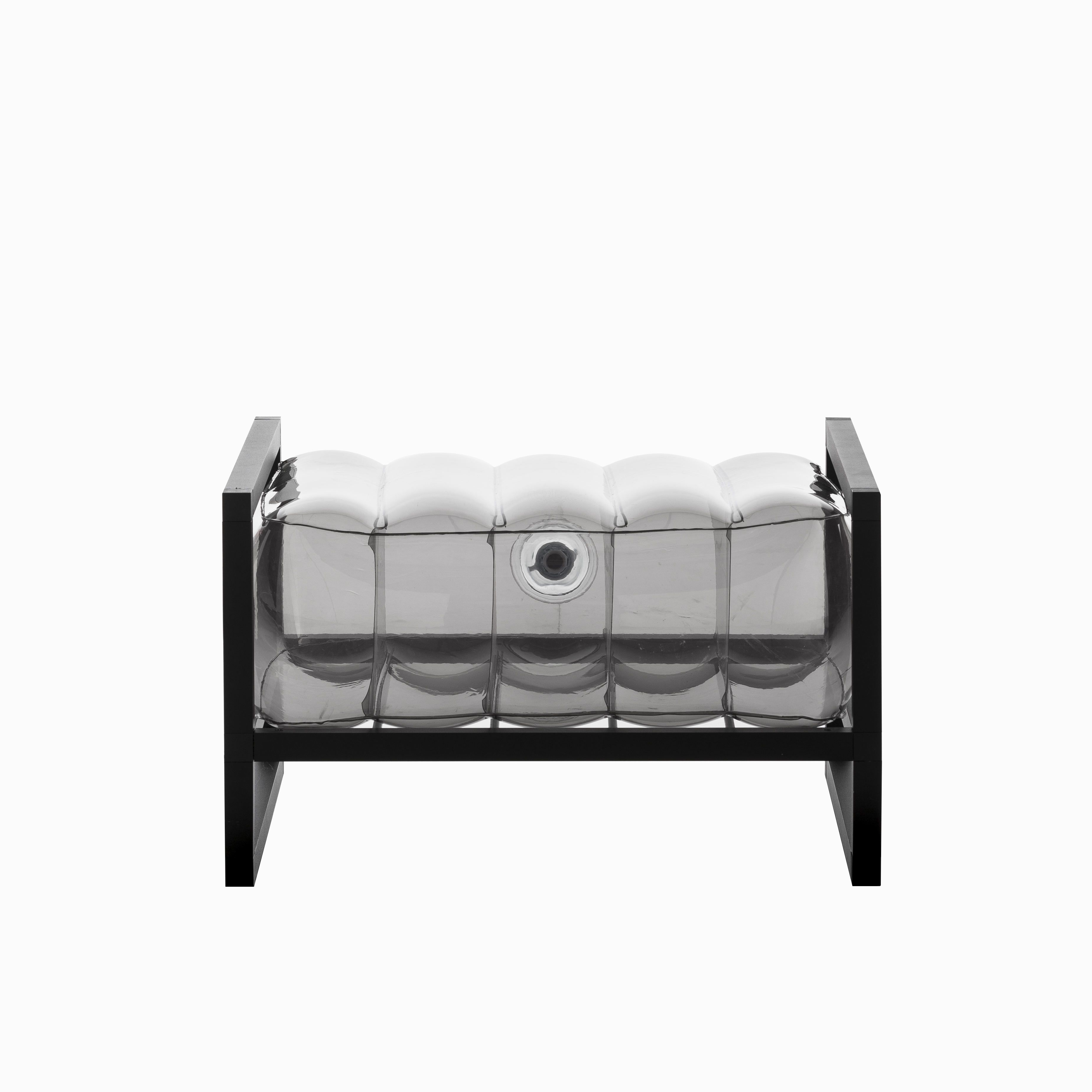 Pouf noir fumé cadre en aluminium Pouf noir fumé cadre en aluminium