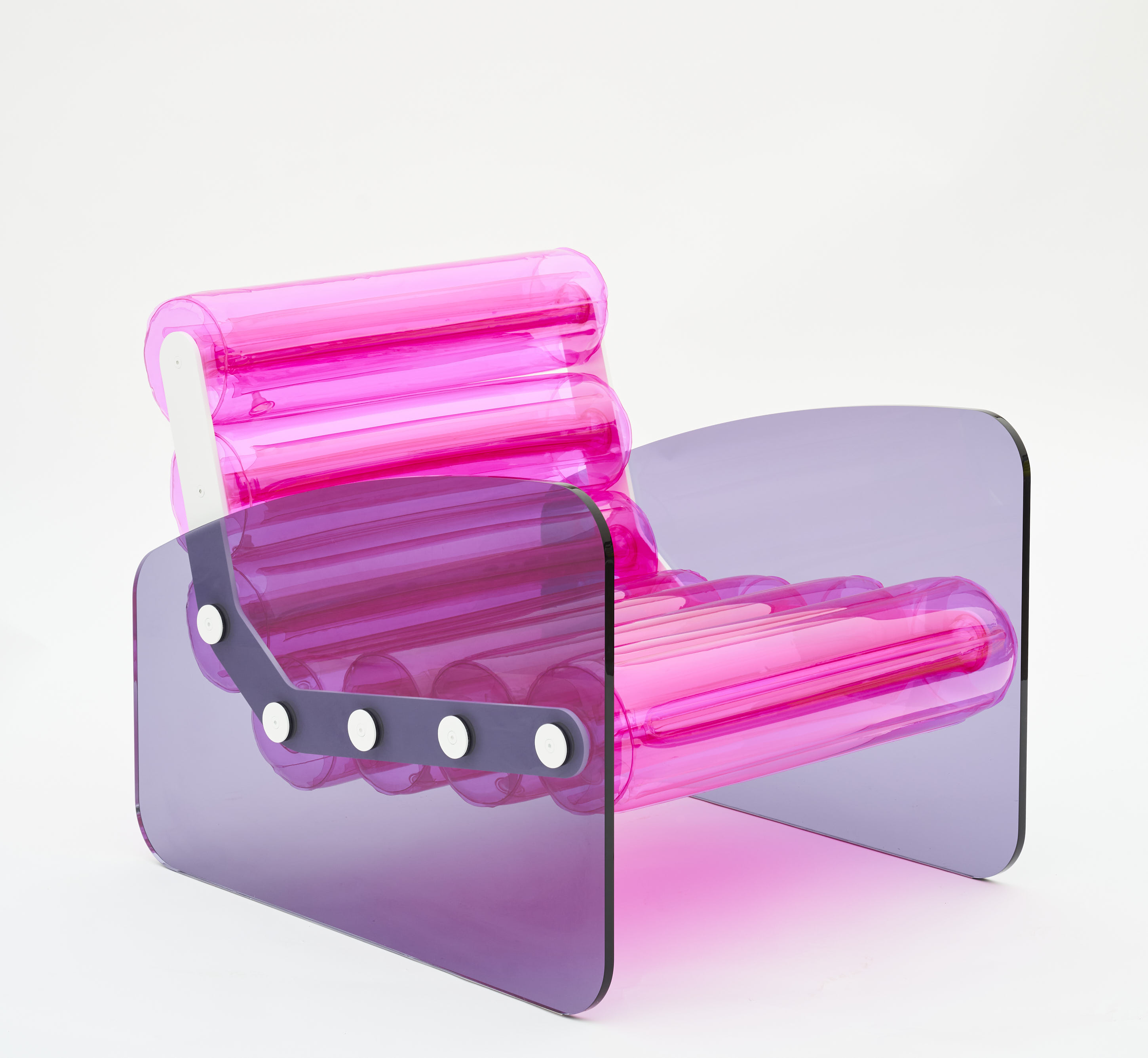Pouf pvc rouge cadre en aluminium