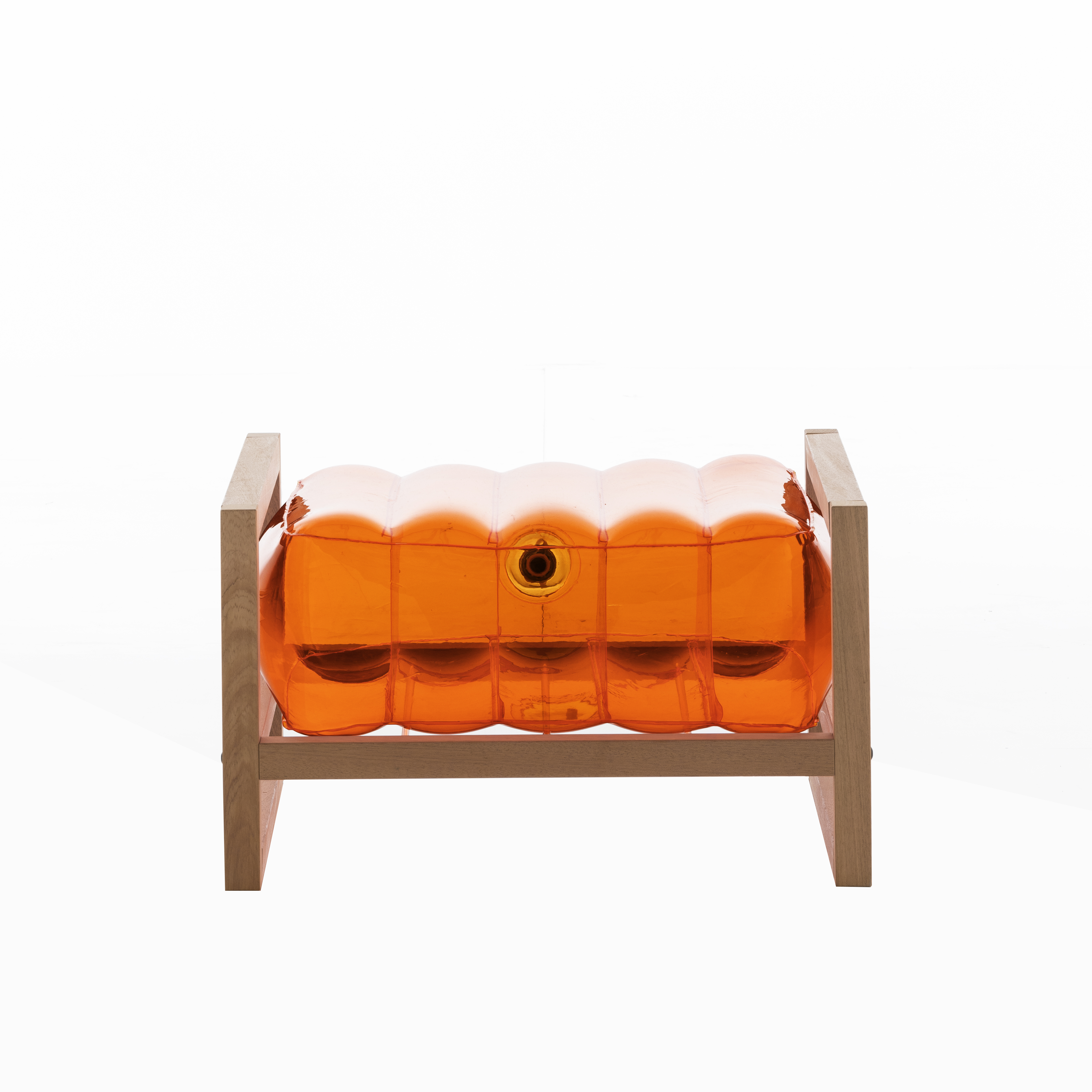 Pouf pvc orange cadre en bois Pouf pvc orange cadre en bois
