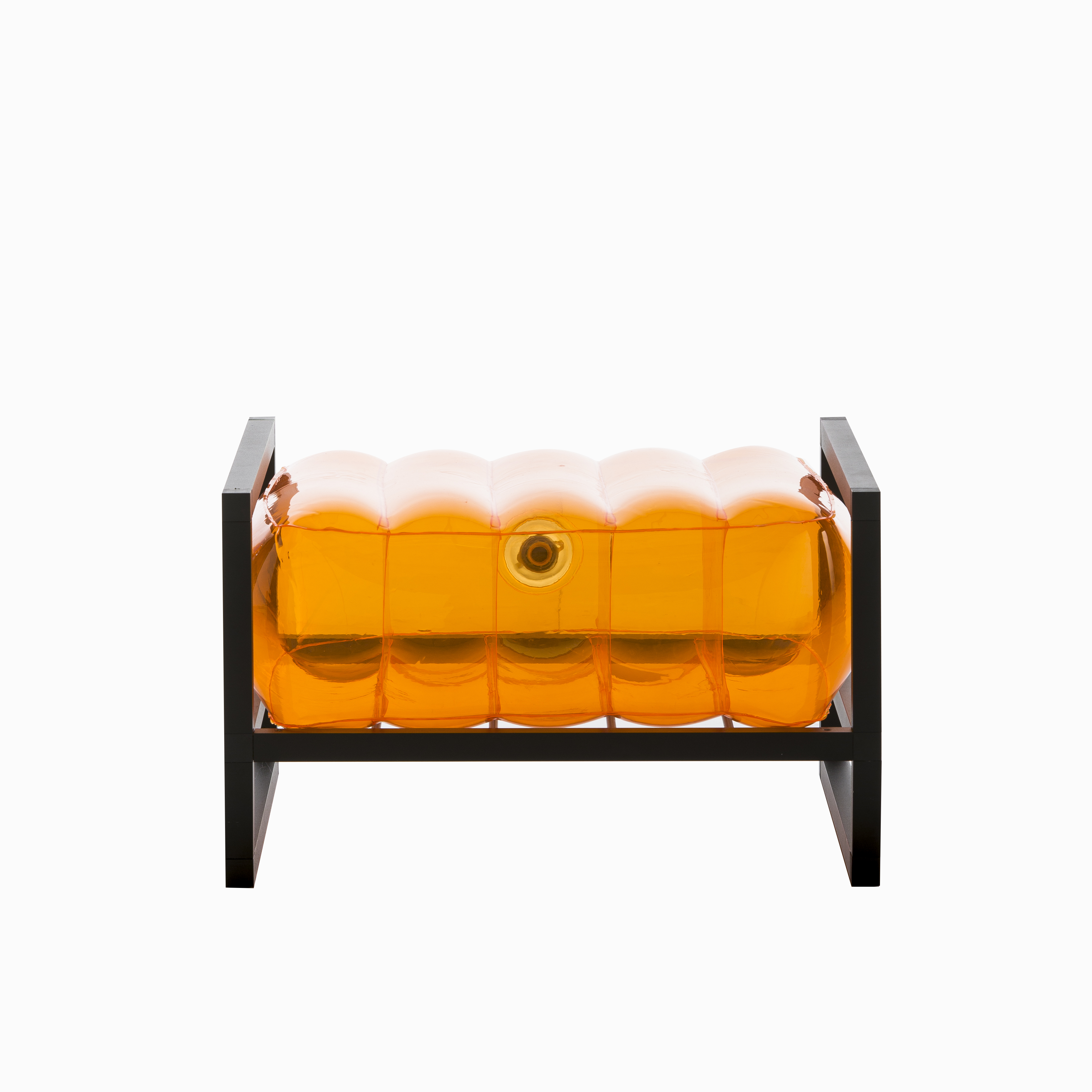 Pouf pvc orange cadre en aluminium Pouf pvc orange cadre en aluminium
