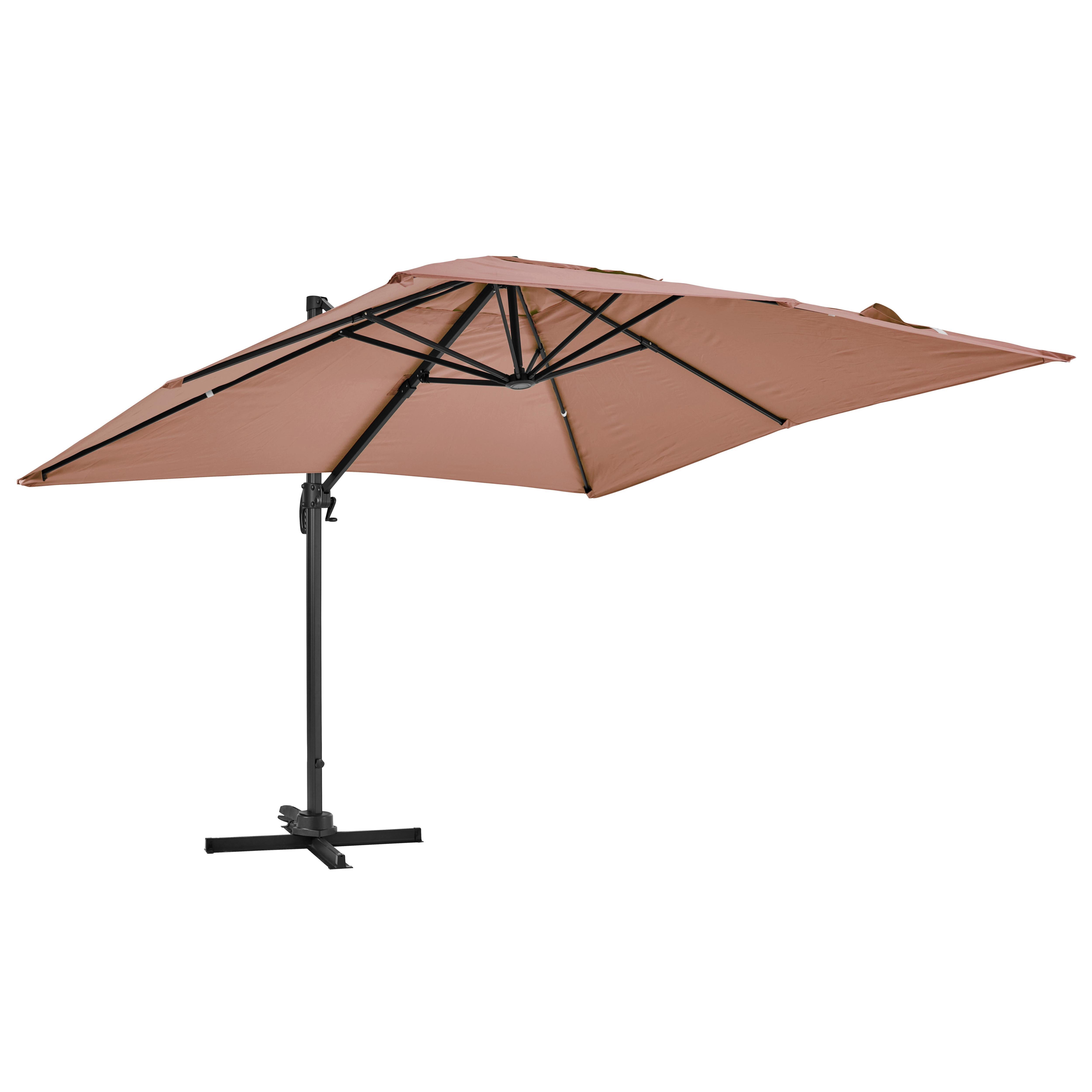 Parasol déporté rotatif carré 3x3m en aluminium beige