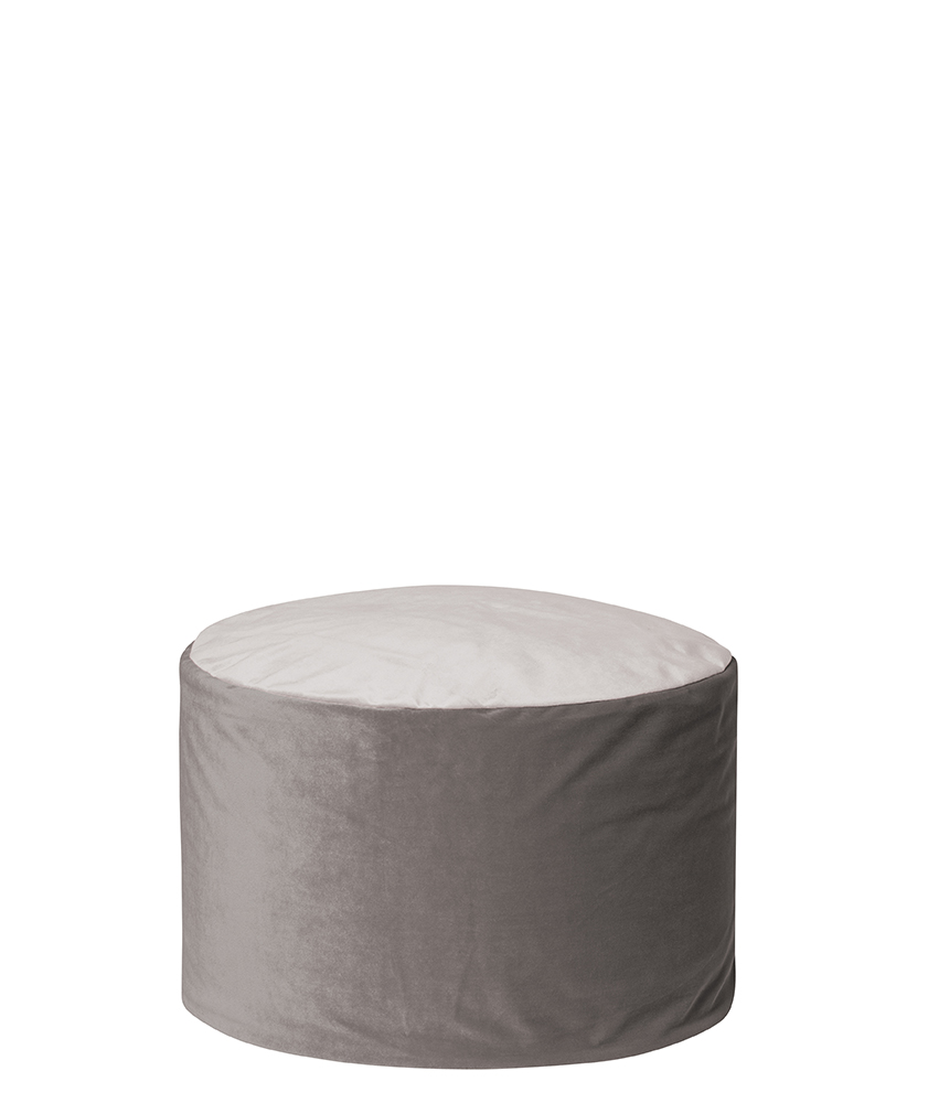 Pouf rond d'intérieur en velours gris Pouf rond d'intérieur en velours gris