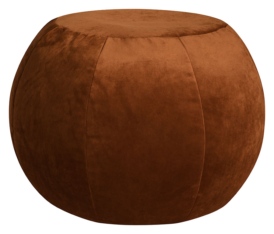 Pouf rond d'intérieur en velours cuivre Pouf rond d'intérieur en velours cuivre