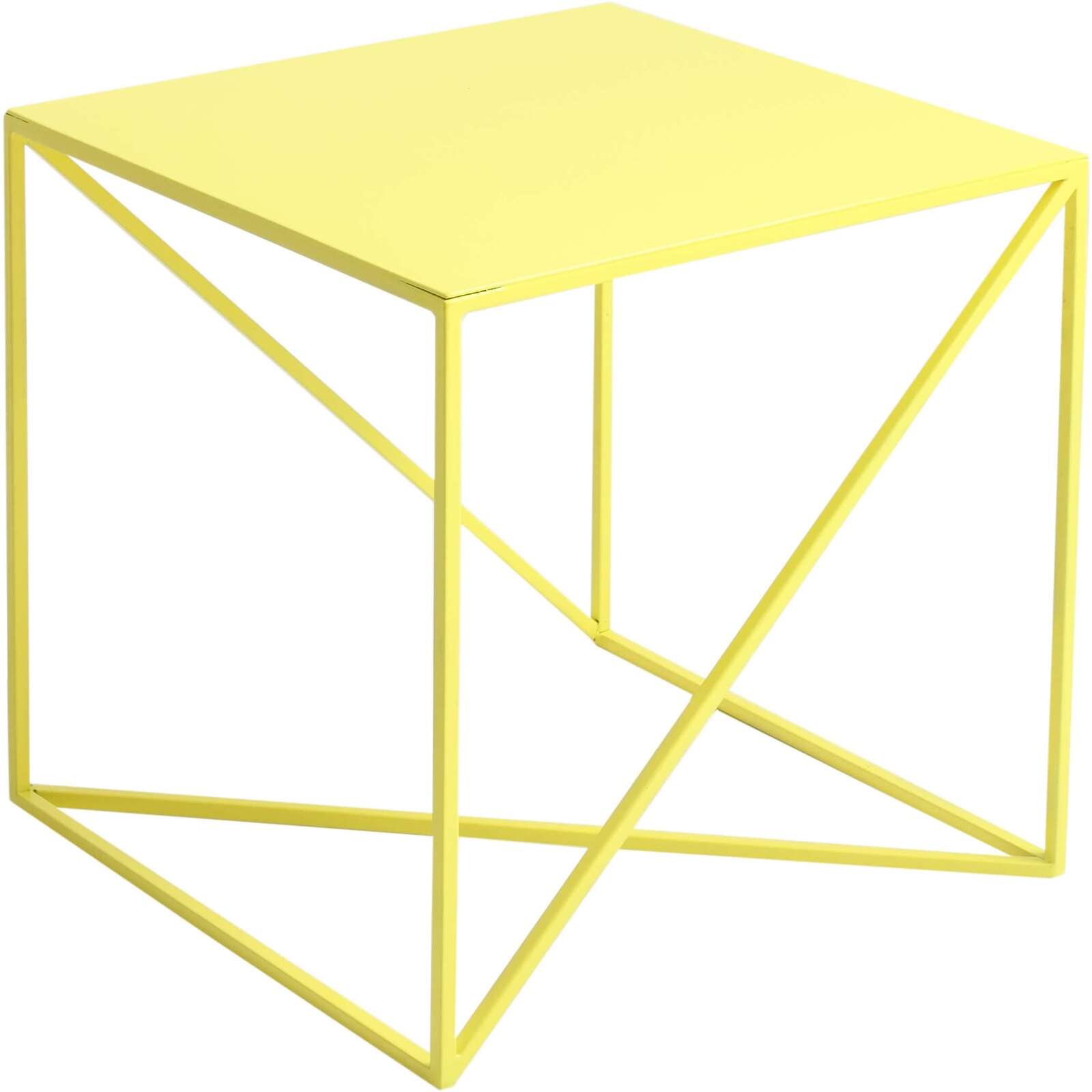 Table d’appoint carré en métal jaune