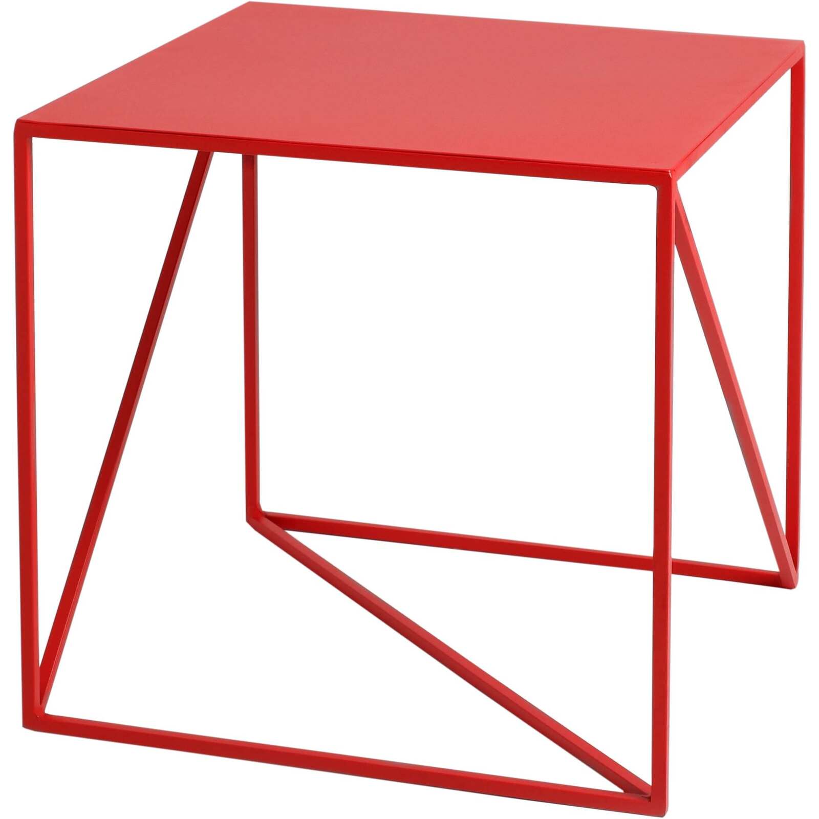 Table d’appoint carré en métal rouge
