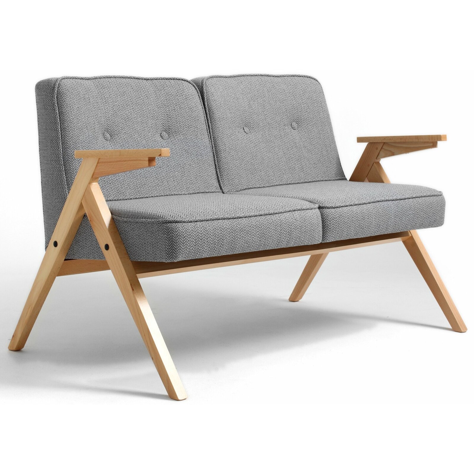 Canapé 2 places tissu gris bois clair h40cm Canapé 2 places tissu gris bois clair h40cm
