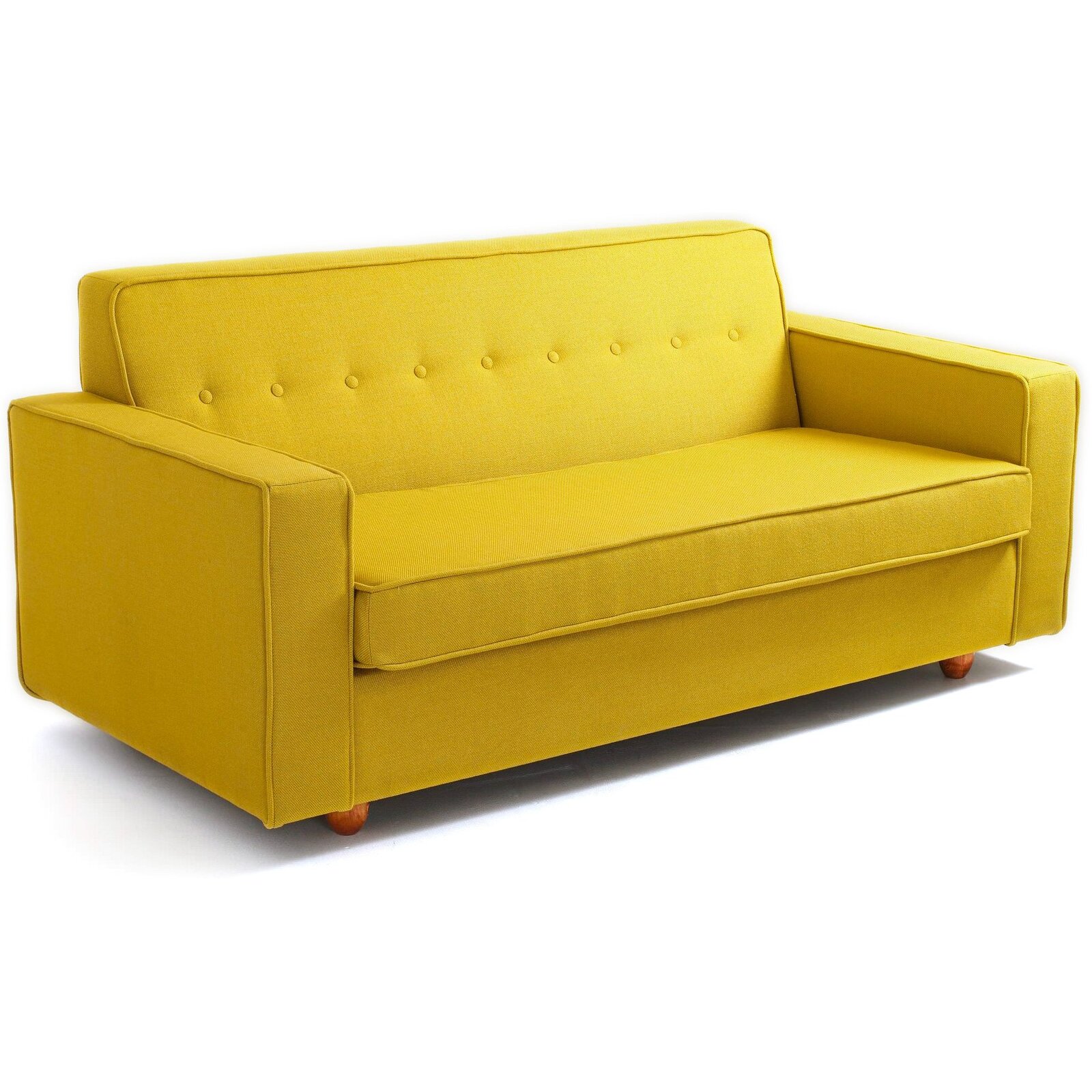Canapé droit 2 places Jaune Tissu Grand Promotion