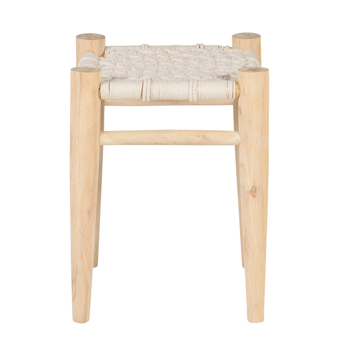 Tabouret en teck et cordage blanc Tabouret en teck et cordage blanc