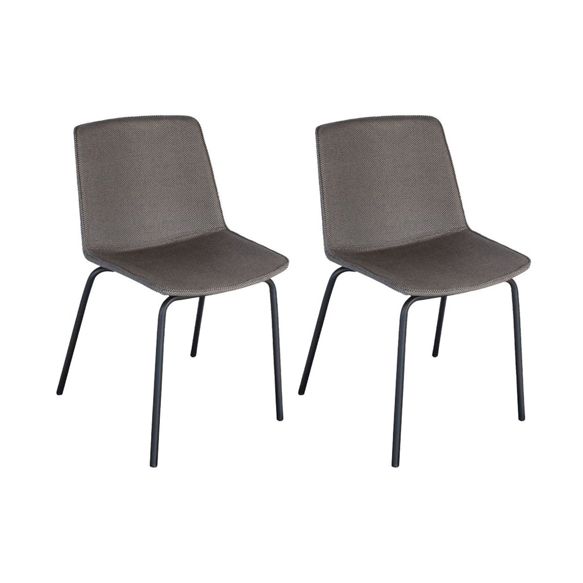 Lot 2 chaises tapissées pieds métal gris