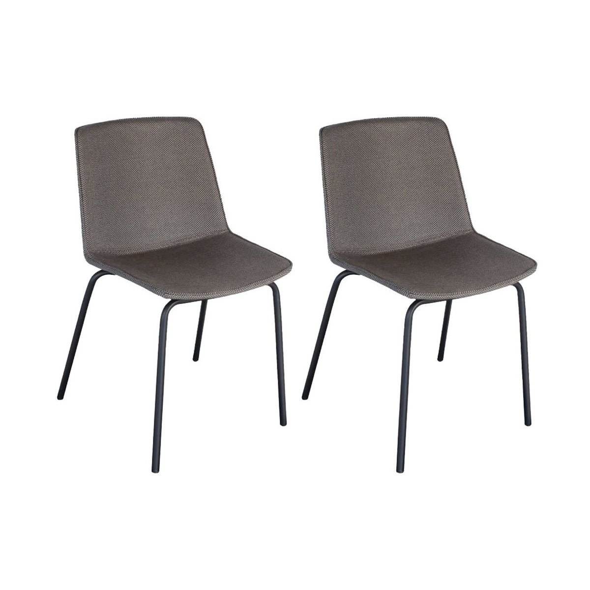 Lot 2 chaises tapissées pieds métal Lot 2 chaises tapissées pieds métal