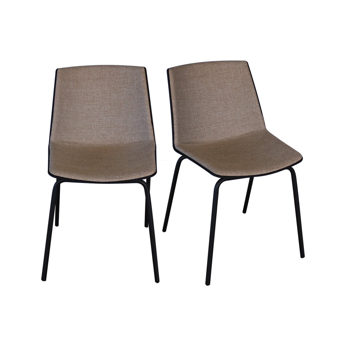 Lot 2 chaises design bi-matières crème