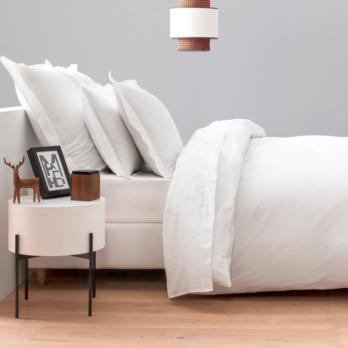 Housse de couette bandes satin coton égyptien 120 fils 140 x 200