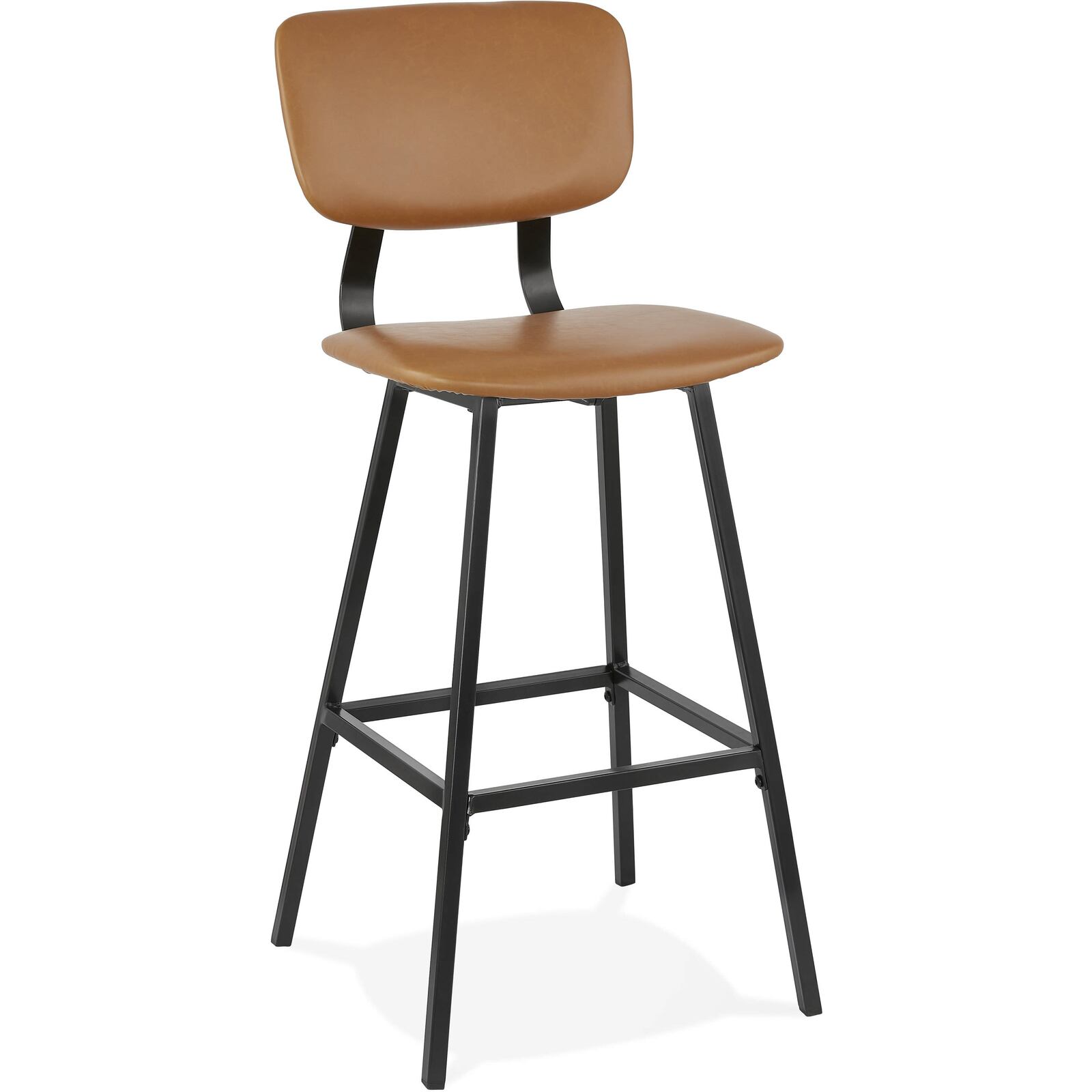 Tabouret de bar tradition assise rembourrée imitation marron (photo) Tabouret de bar tradition assise rembourrée imitation marron