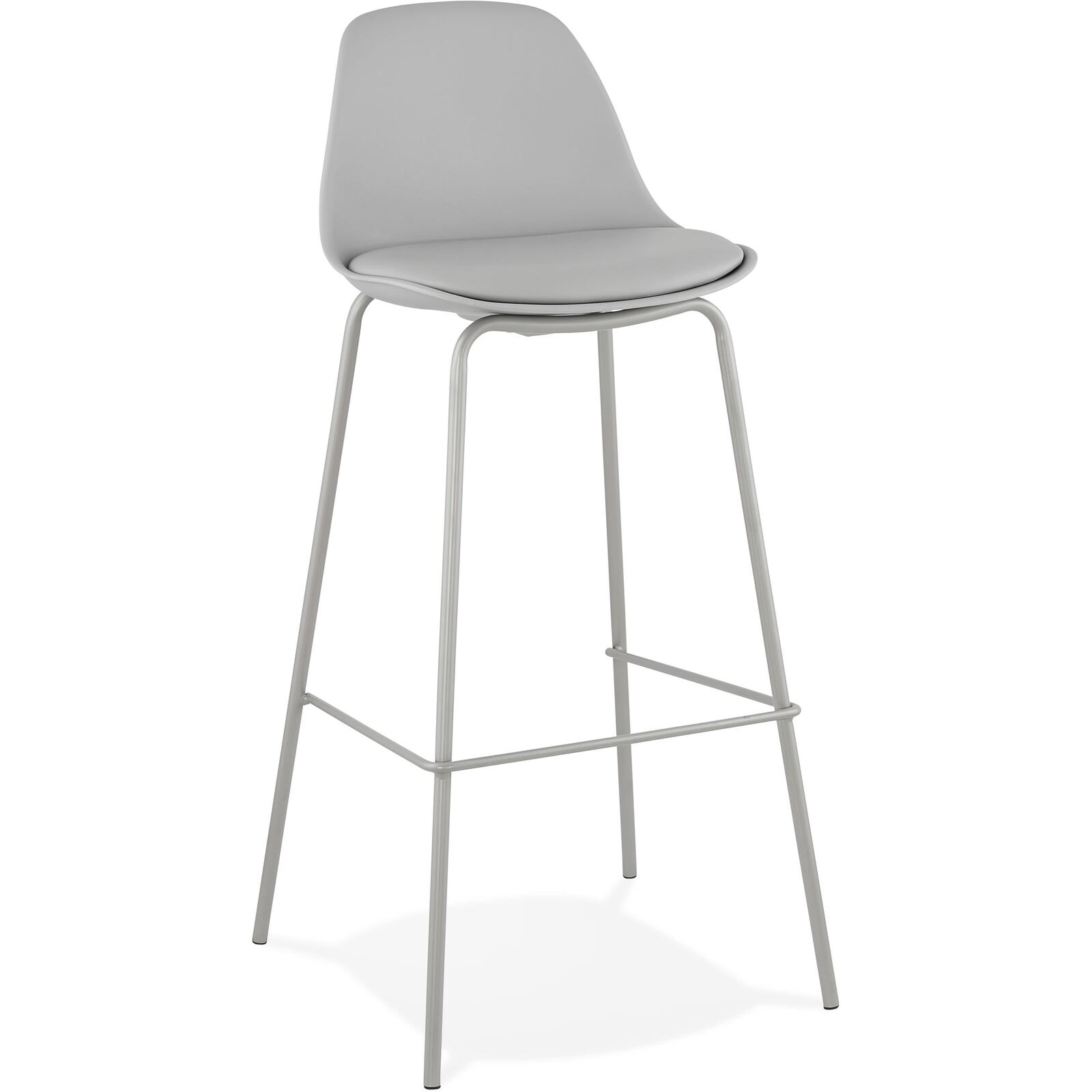 Tabouret de bar assise rembourrée imitation cuir gris Tabouret de bar assise rembourrée imitation cuir gris