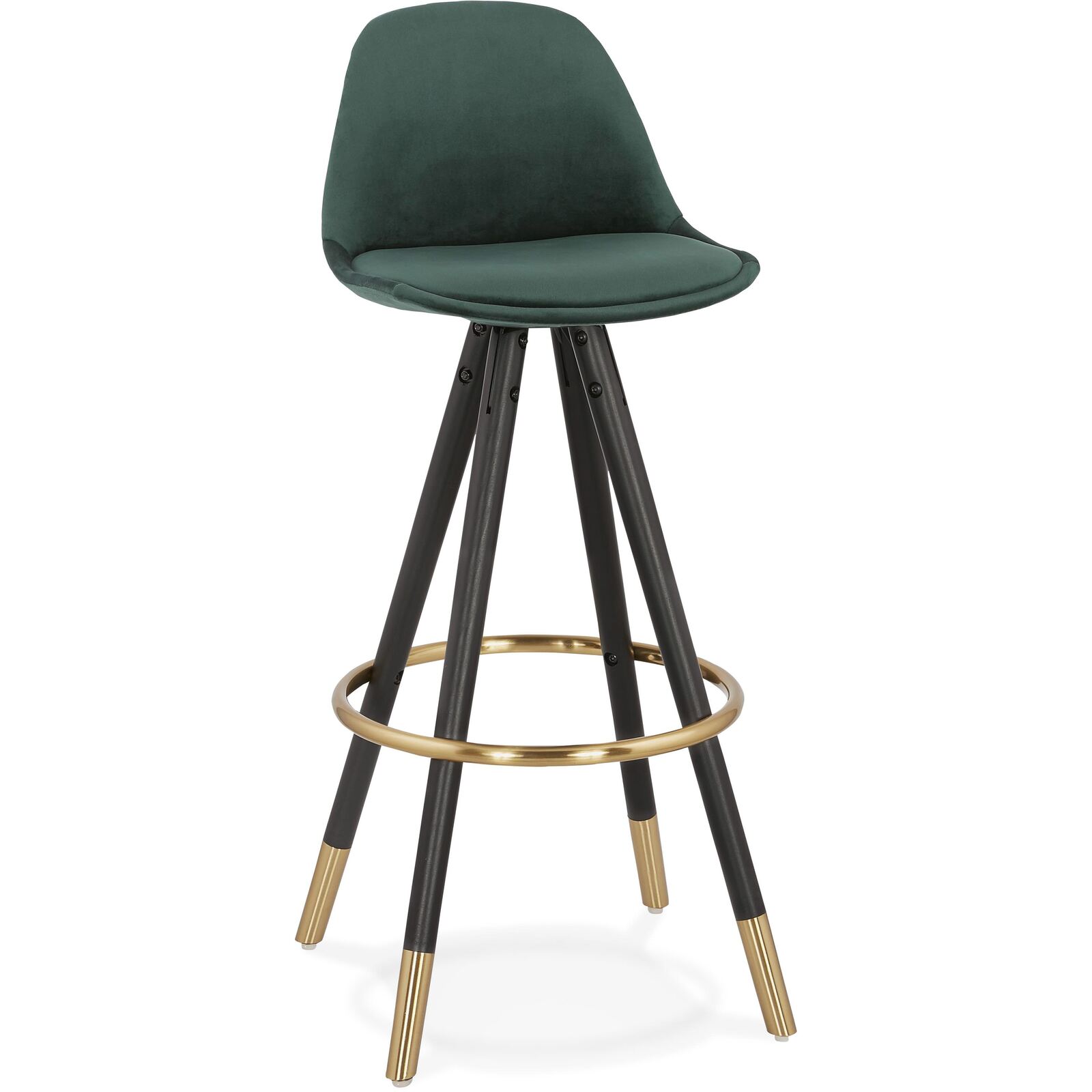 Tabouret de bar design bois noir et velours vert h97 Tabouret de bar design bois noir et velours vert h97