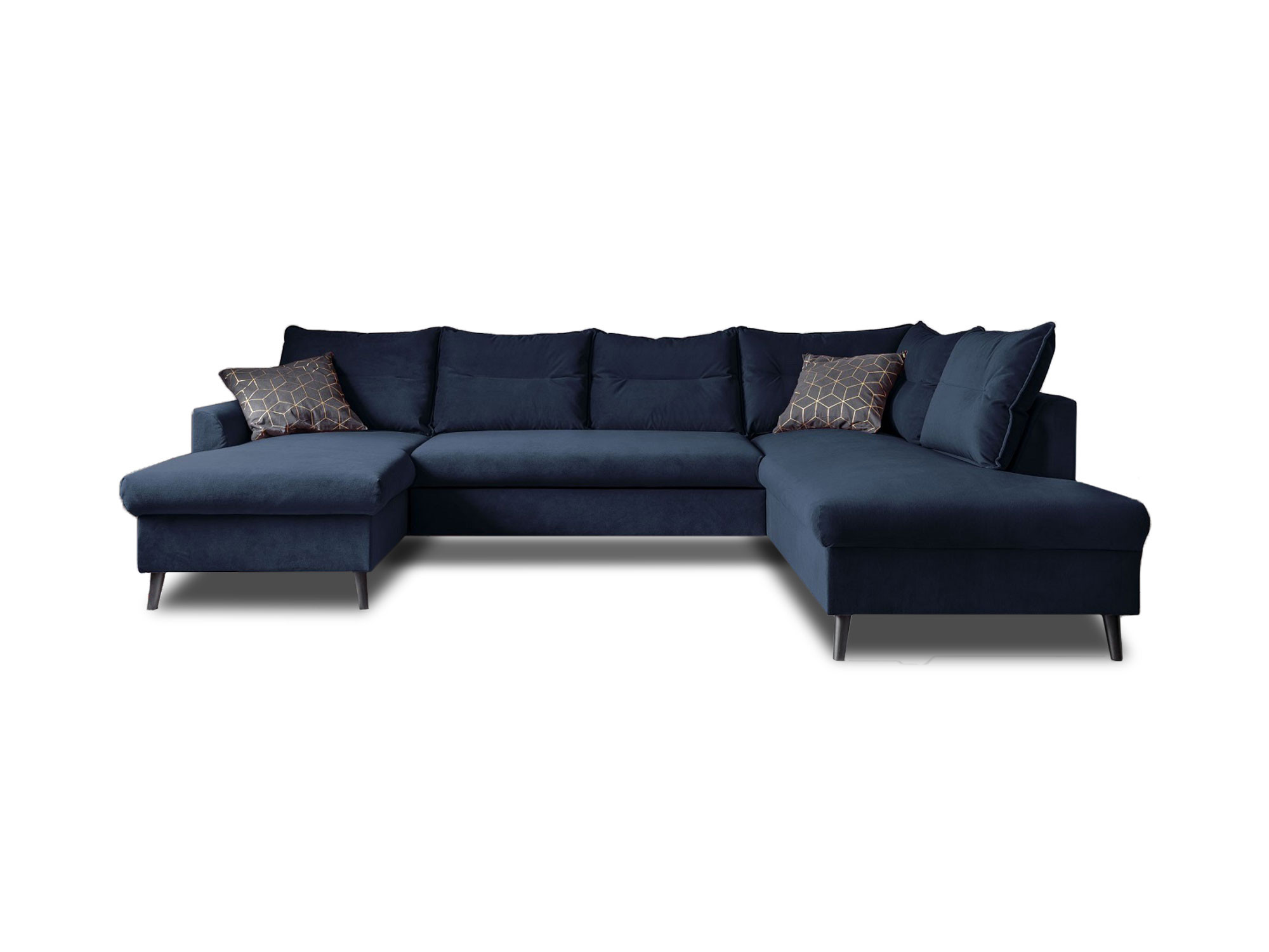 Canapé d'angle 7 places Bleu Tissu Contemporain Confort