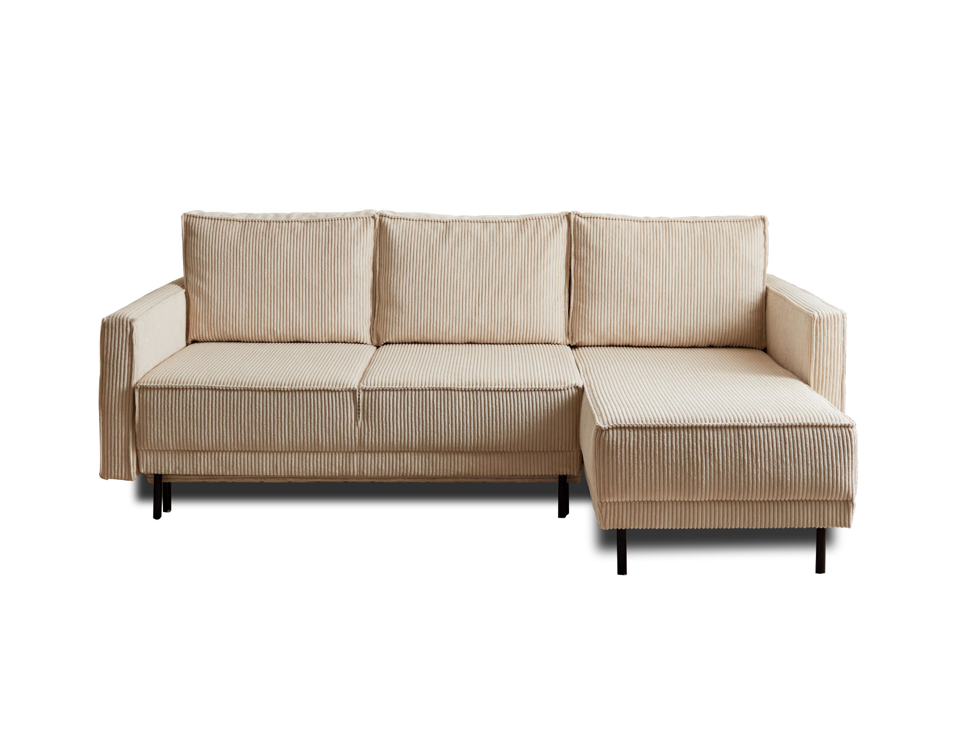Canapé d'angle droit convertible 5 places Tissu Gris clair