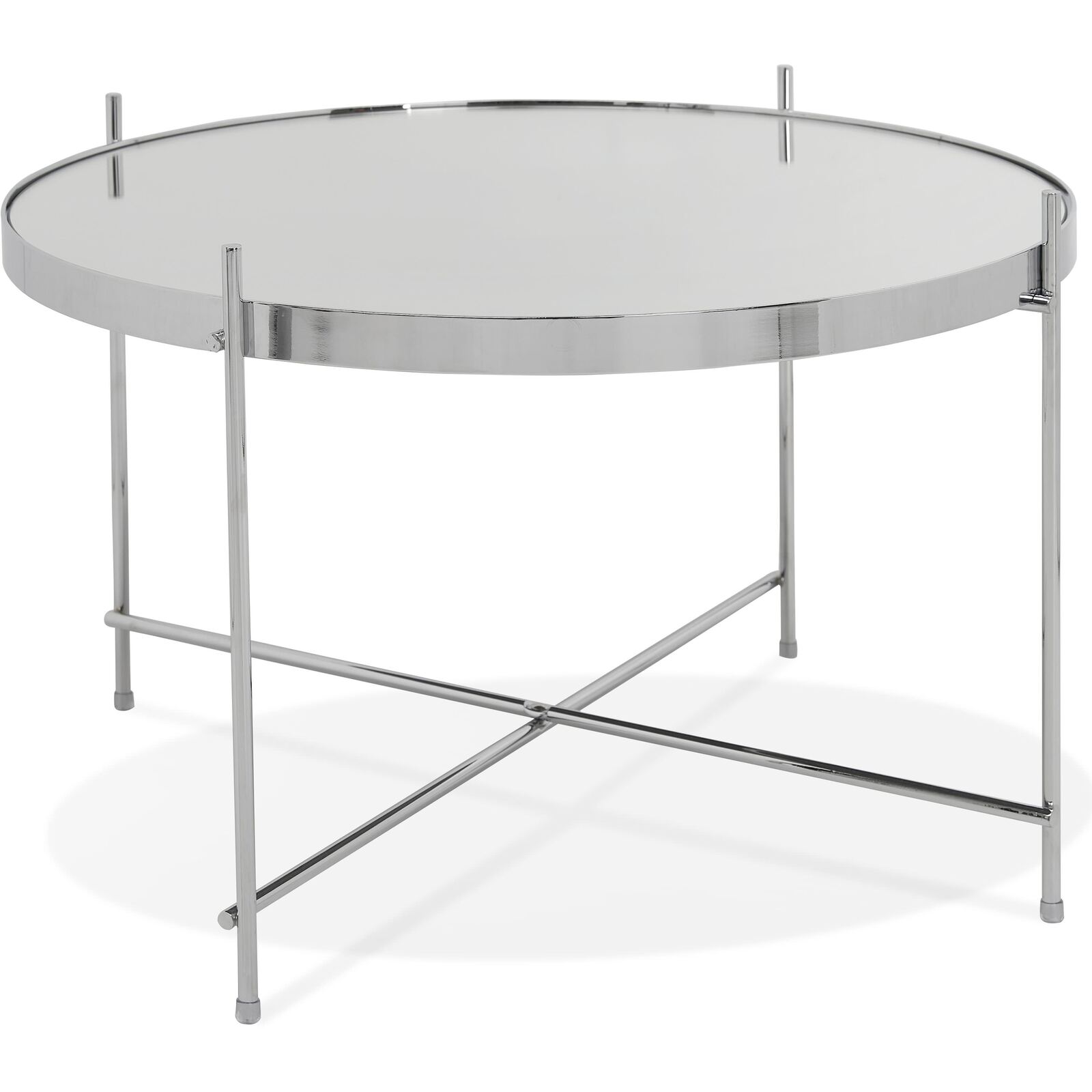Table basse design métal et verre miroir chrome d63cm Table basse design métal et verre miroir chrome d63cm