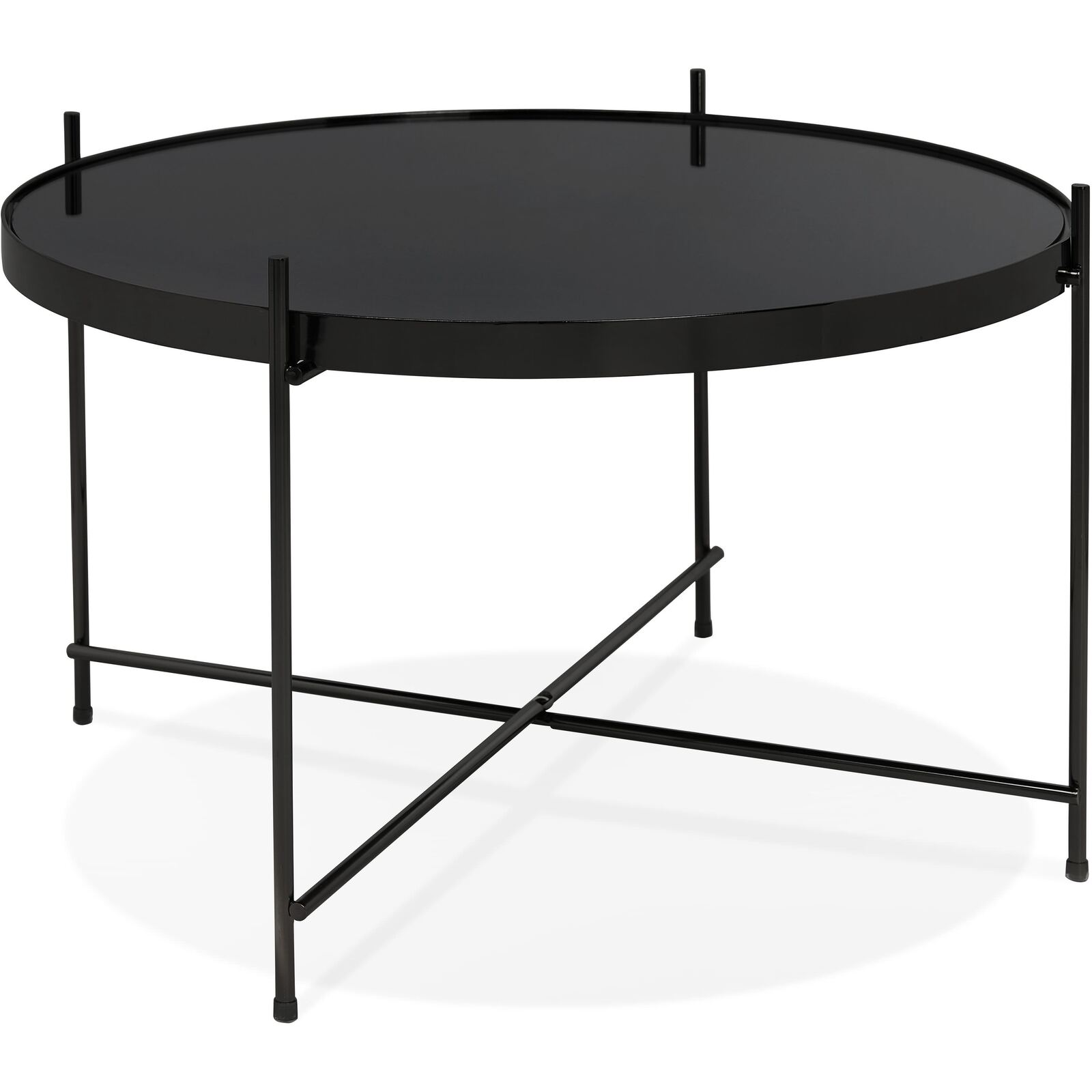 Table basse design métal et verre miroir noir d63cm Table basse design métal et verre miroir noir d63cm