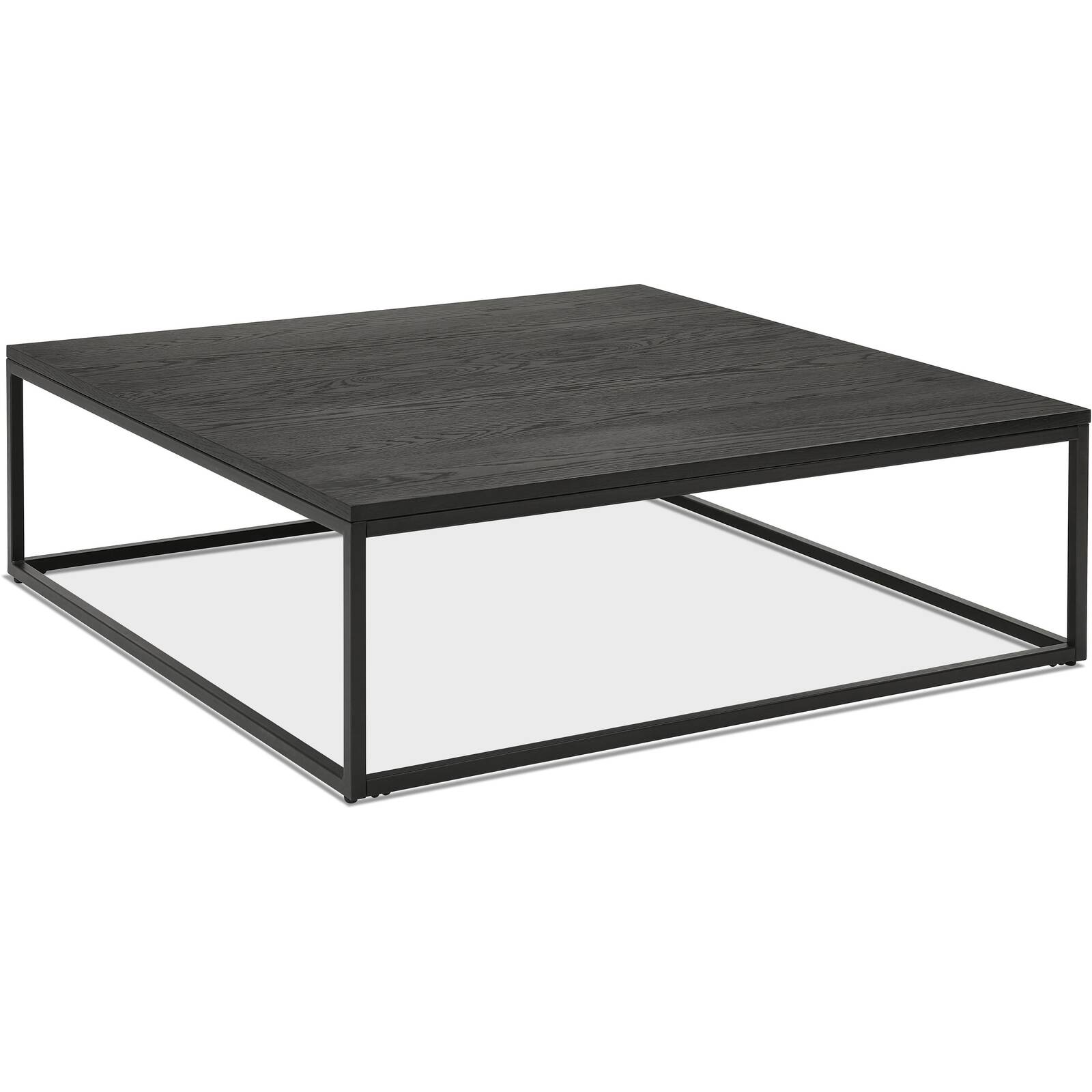 Table basse design carré métal et bois noir l110cm