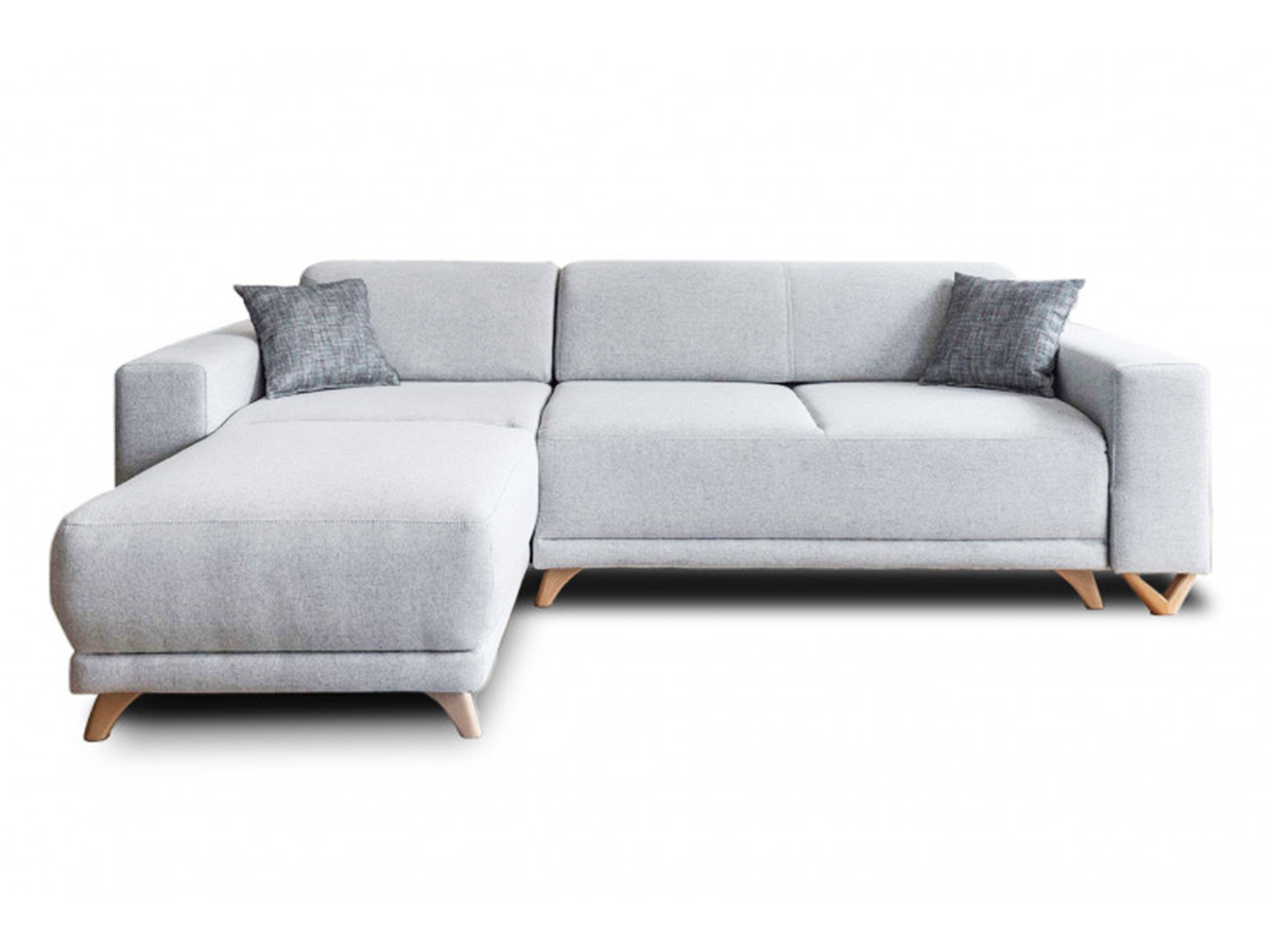 Canapé d'angle réversible convertible 4 places Tissu Gris clair