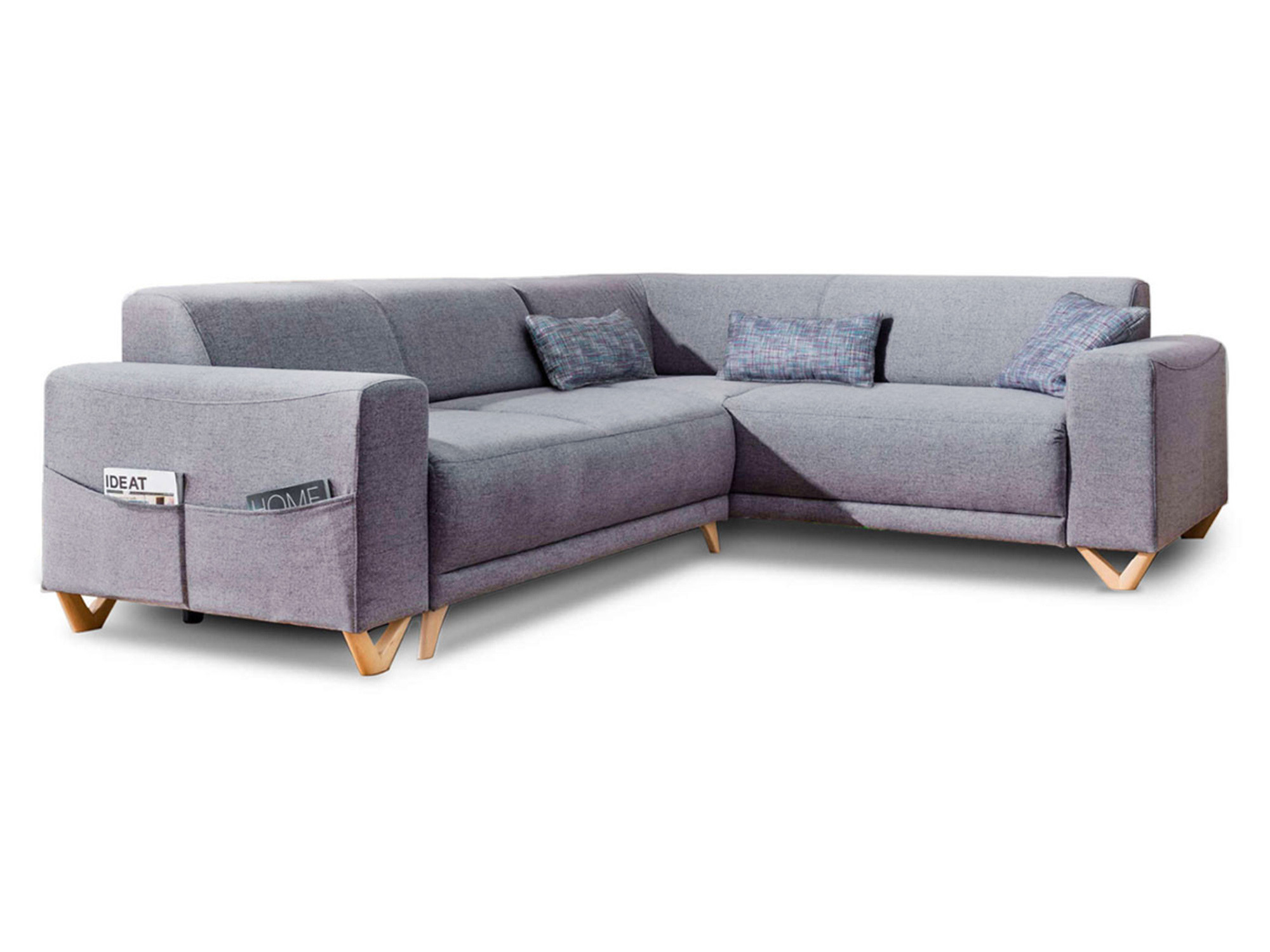 CanapÃ© panoramique Angle droit 6 places Tissu Gris foncÃ©