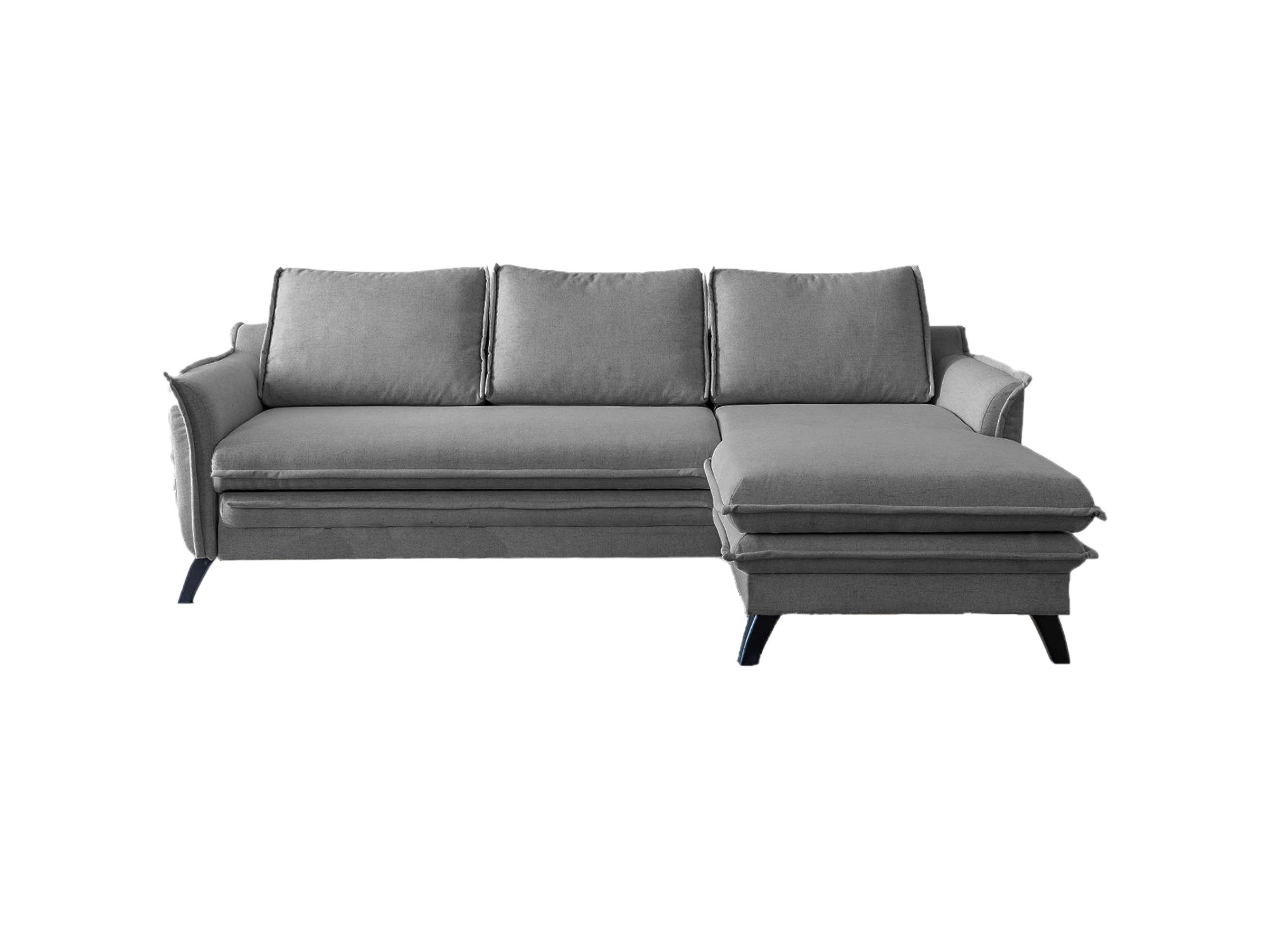 Canapé d'angle droit convertible 4 places Tissu Gris
