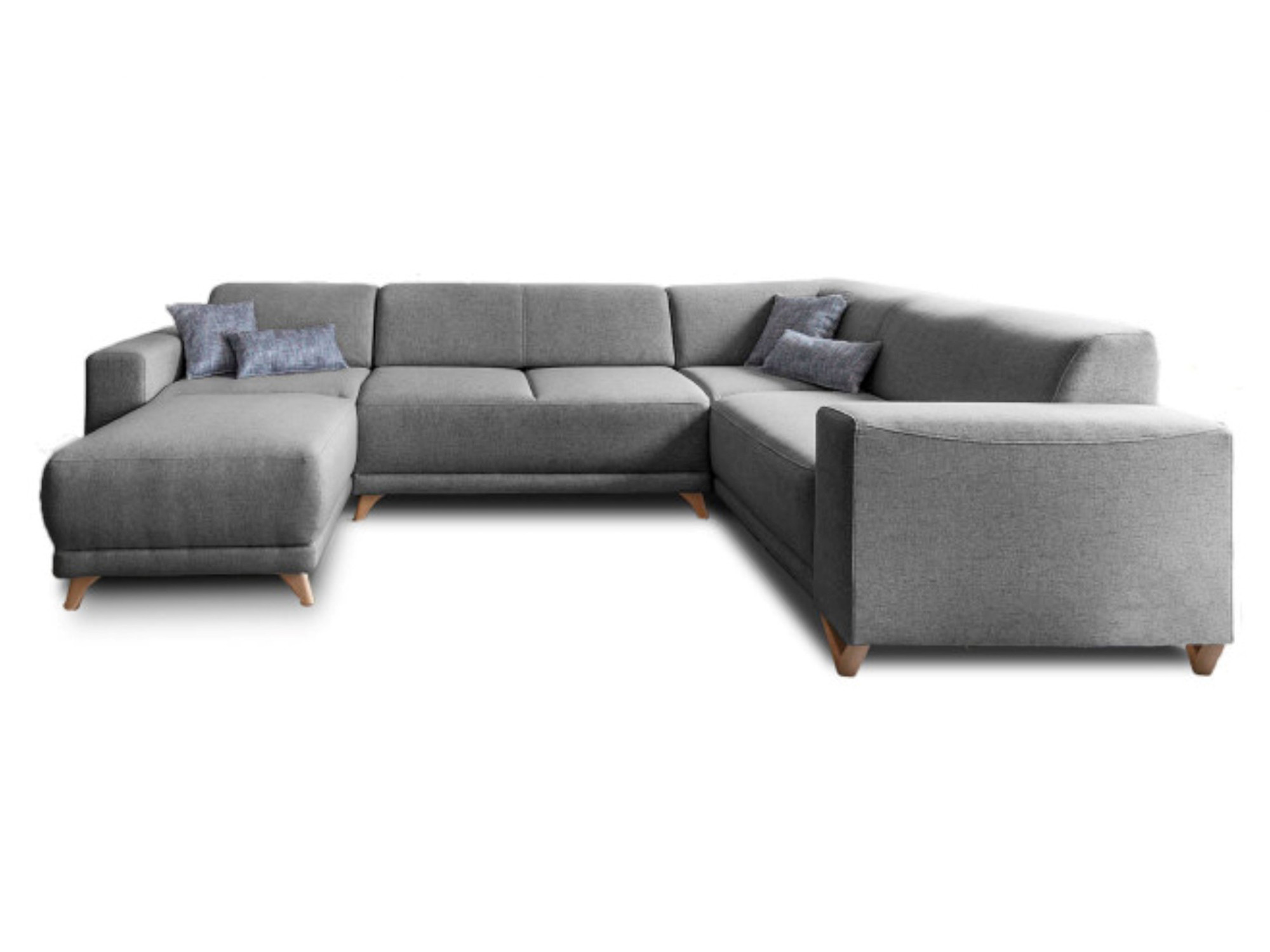 Canapé panoramique Angle droit 7 places Tissu Gris foncé