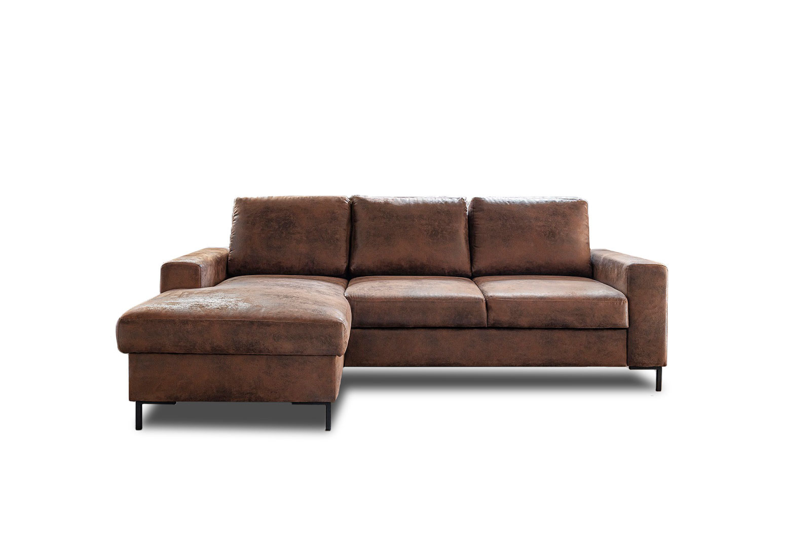 Canapé d'angle gauche convertible 4 places Microfibre Marron