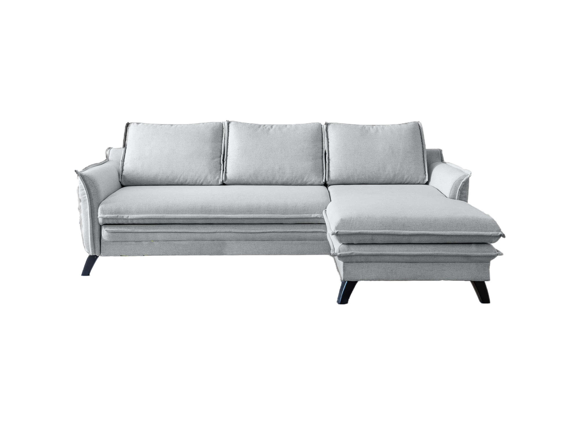 Canapé d'angle droit convertible 4 places Tissu Gris clair