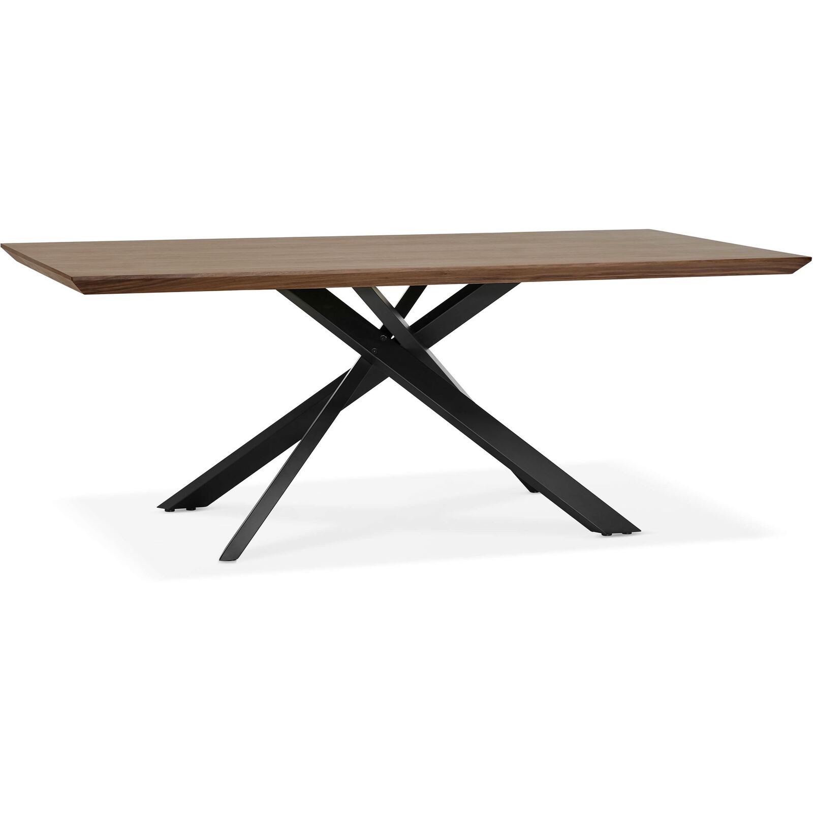 Table a diner plateau bois foncé pieds noir 8 places l200cm Table a diner plateau bois foncé pieds noir 8 places l200cm