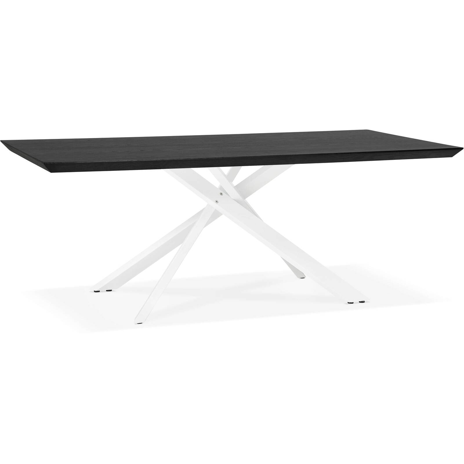 Table a diner bois noir pieds acier brossé 8 places l200cm
