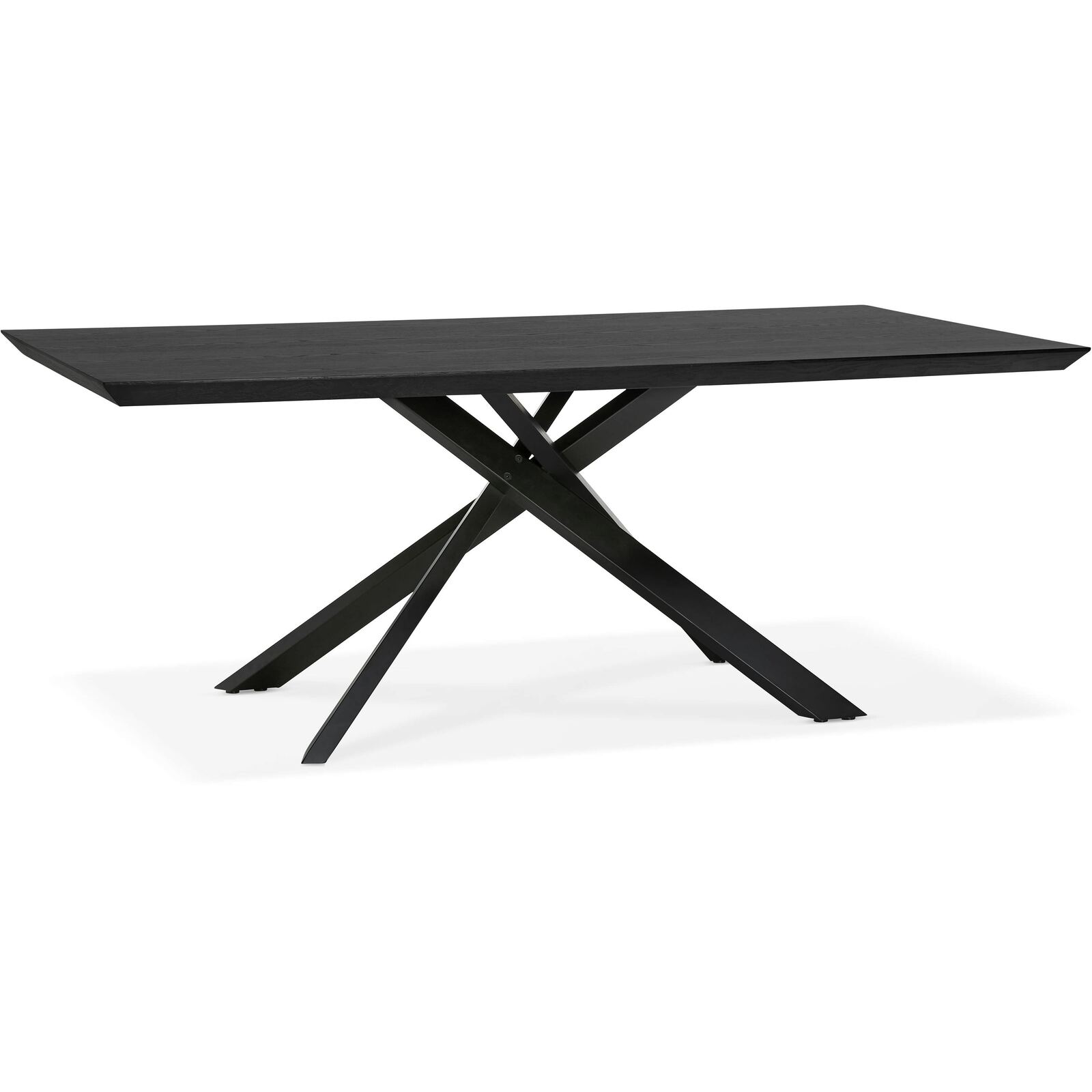 Table a diner plateau bois noir pieds noir 8 places l200cm