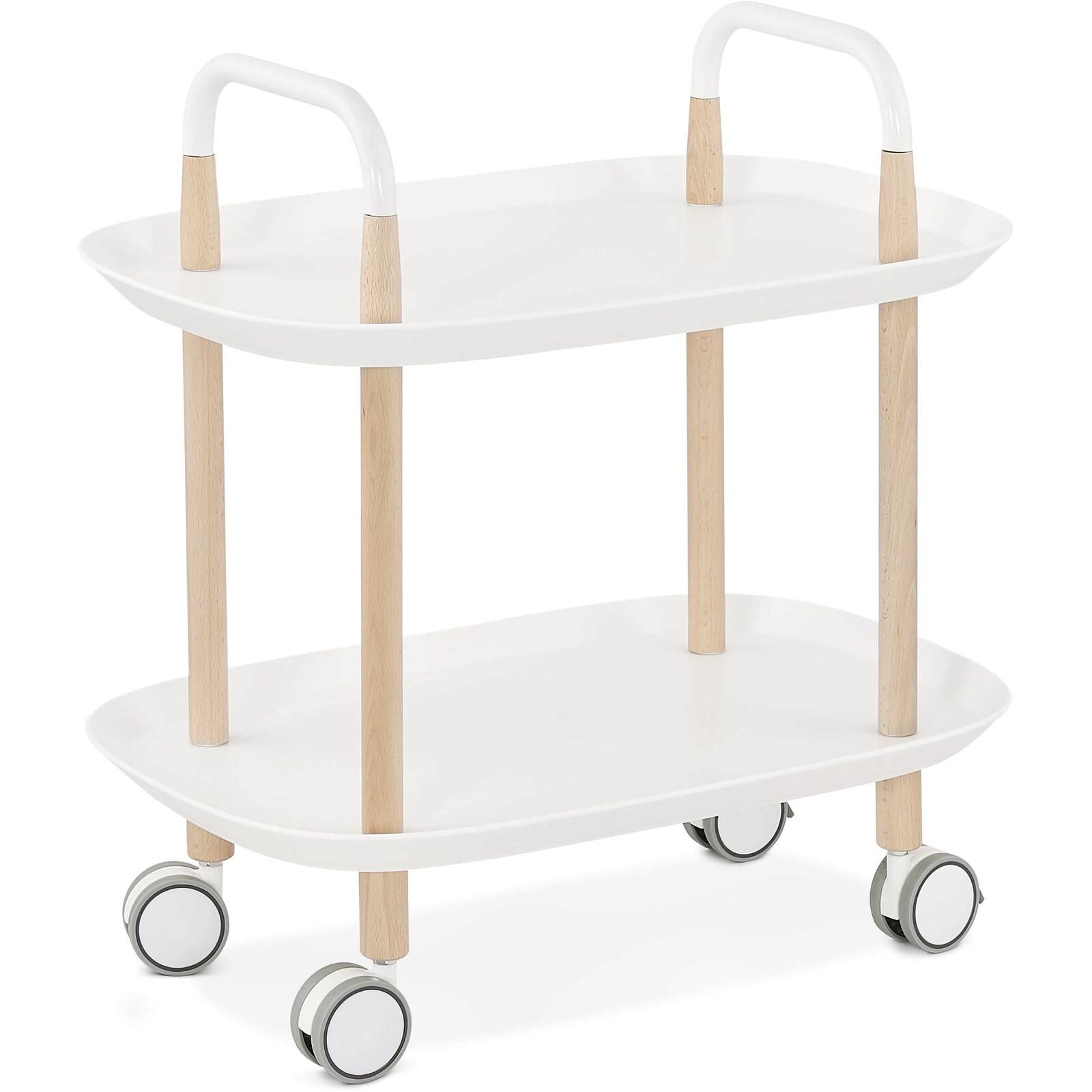 Table basse desserte sur roulette blanc et bois clair Table basse desserte sur roulette blanc et bois clair