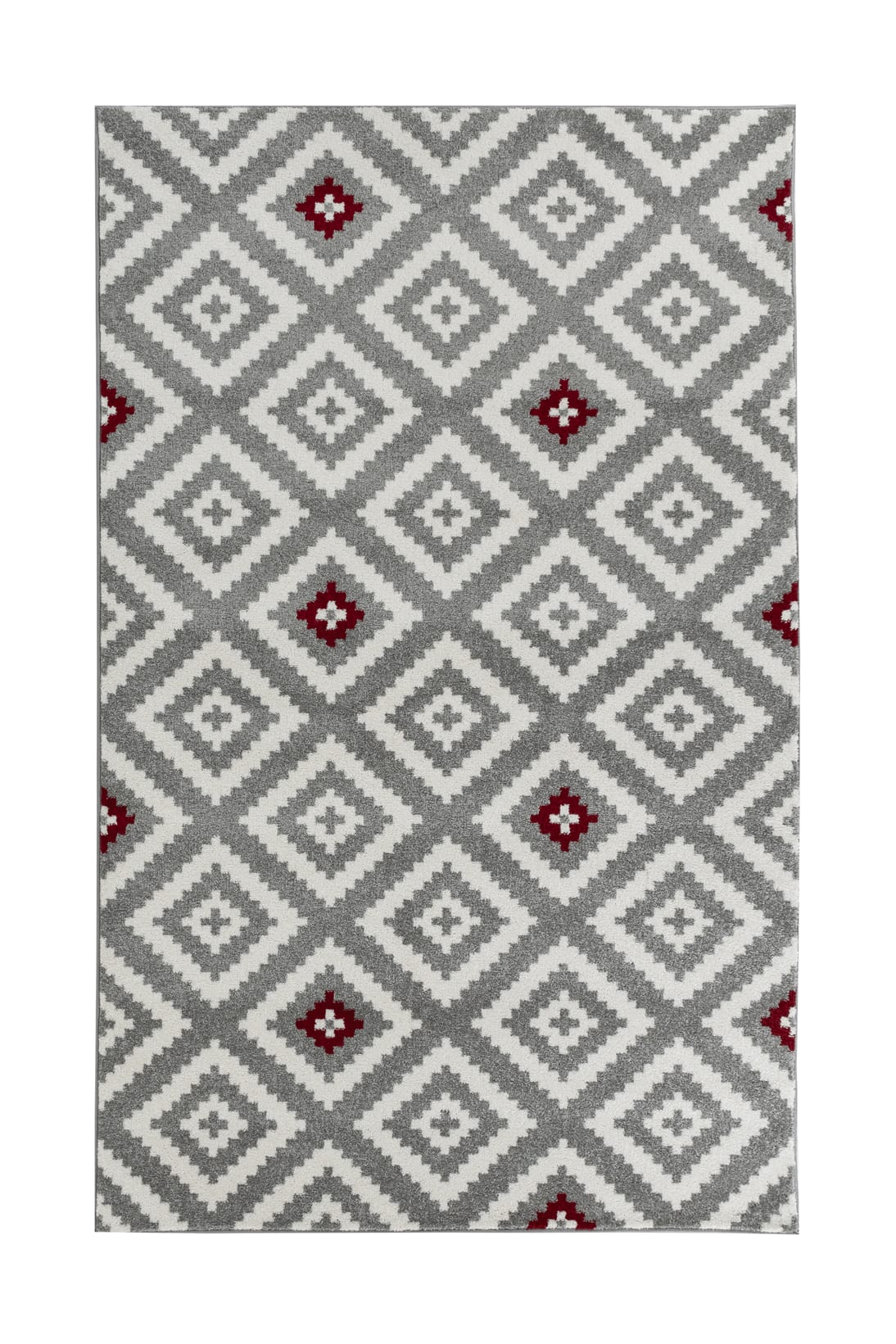 Tapis salon motif géométrique rouge - 120x160