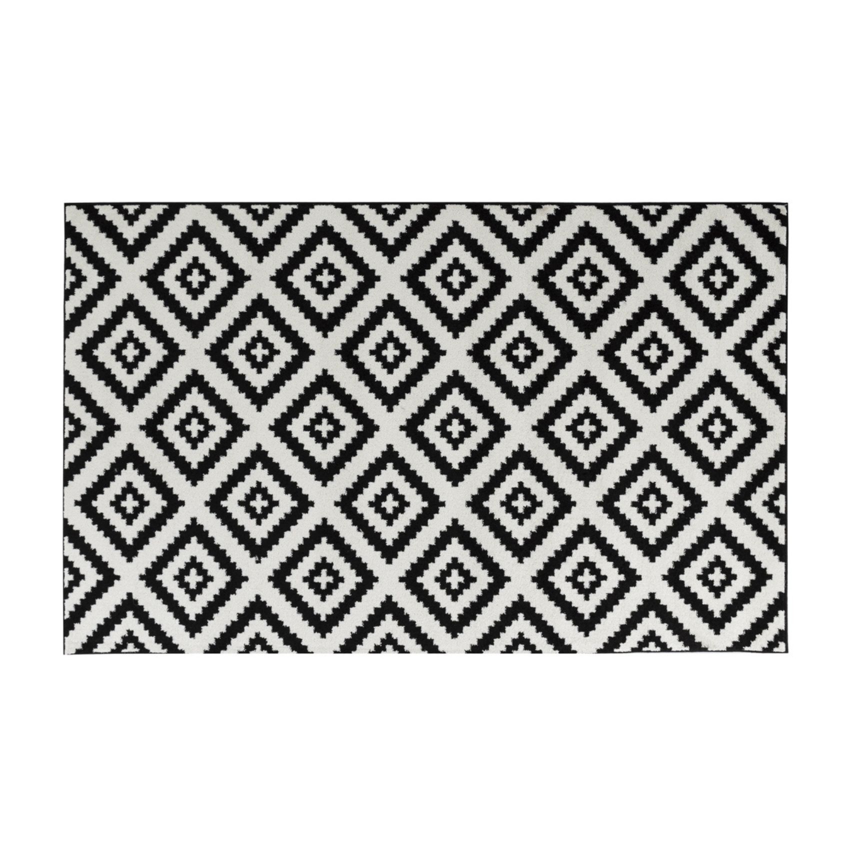 Tapis salon motif géométrique noir - 120x160