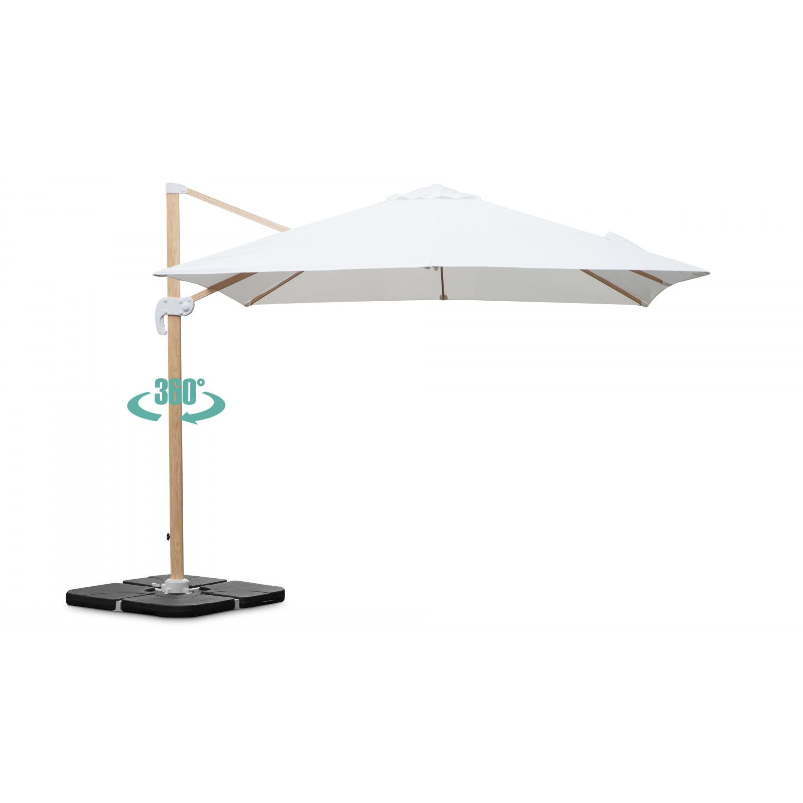 Parasol déporté carré 3x3m en aluminium effet bois écru